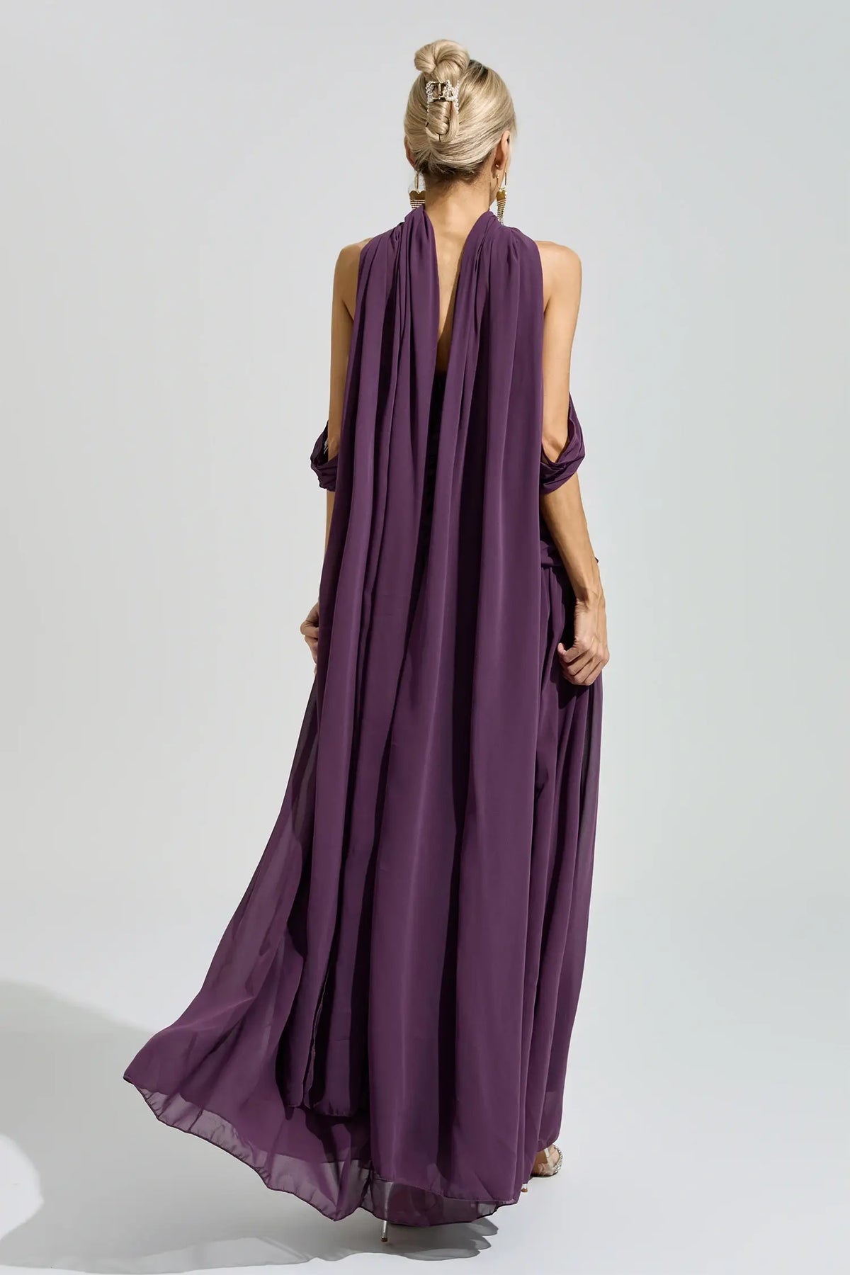 Alyssa Purple Halter Neck Maxi Dress