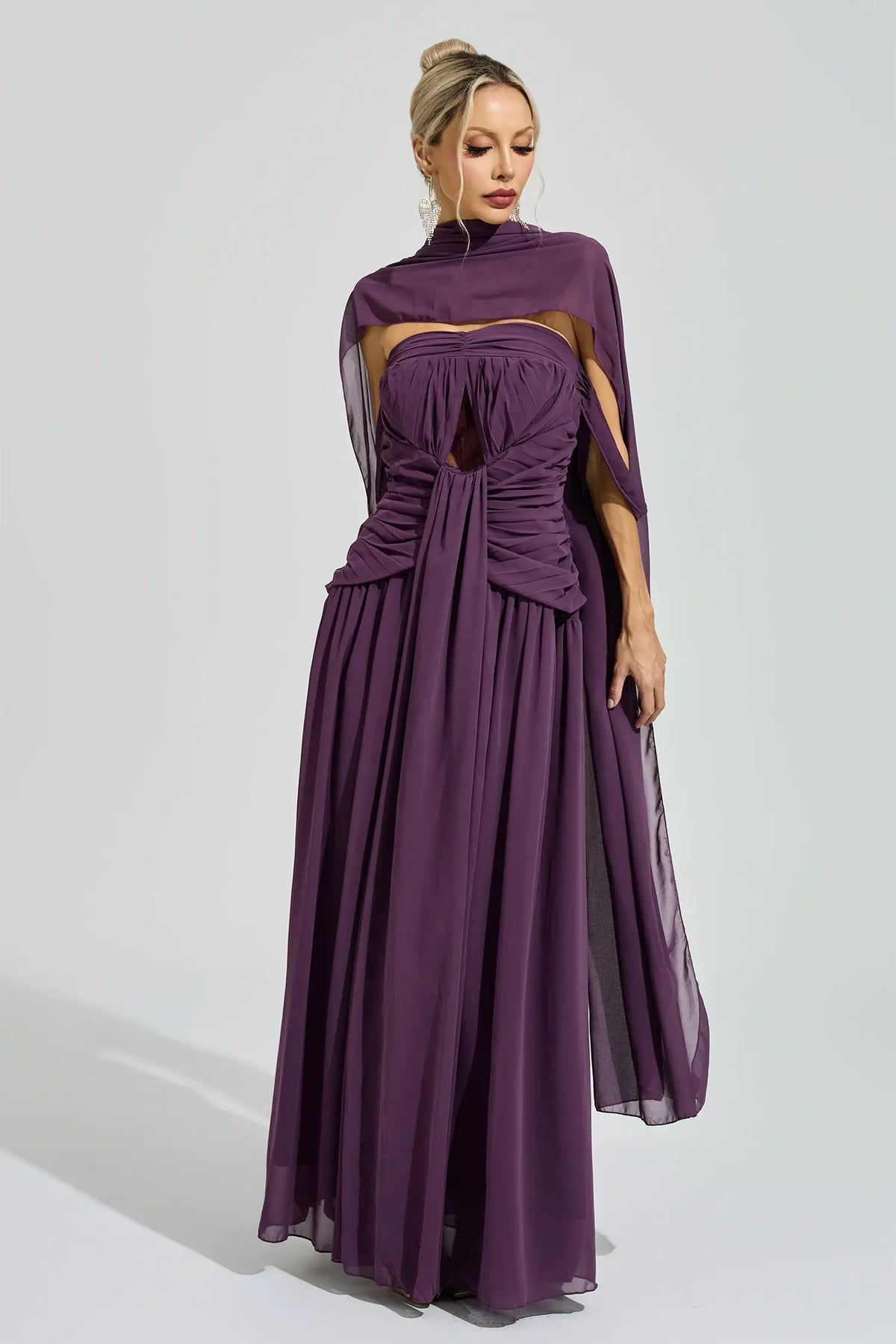 Alyssa Purple Halter Neck Maxi Dress