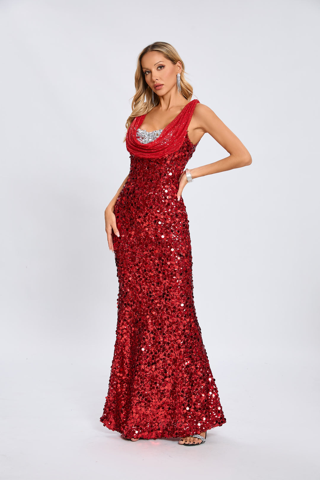 Maisie Ruby Radiance Sequin Maxi Dress