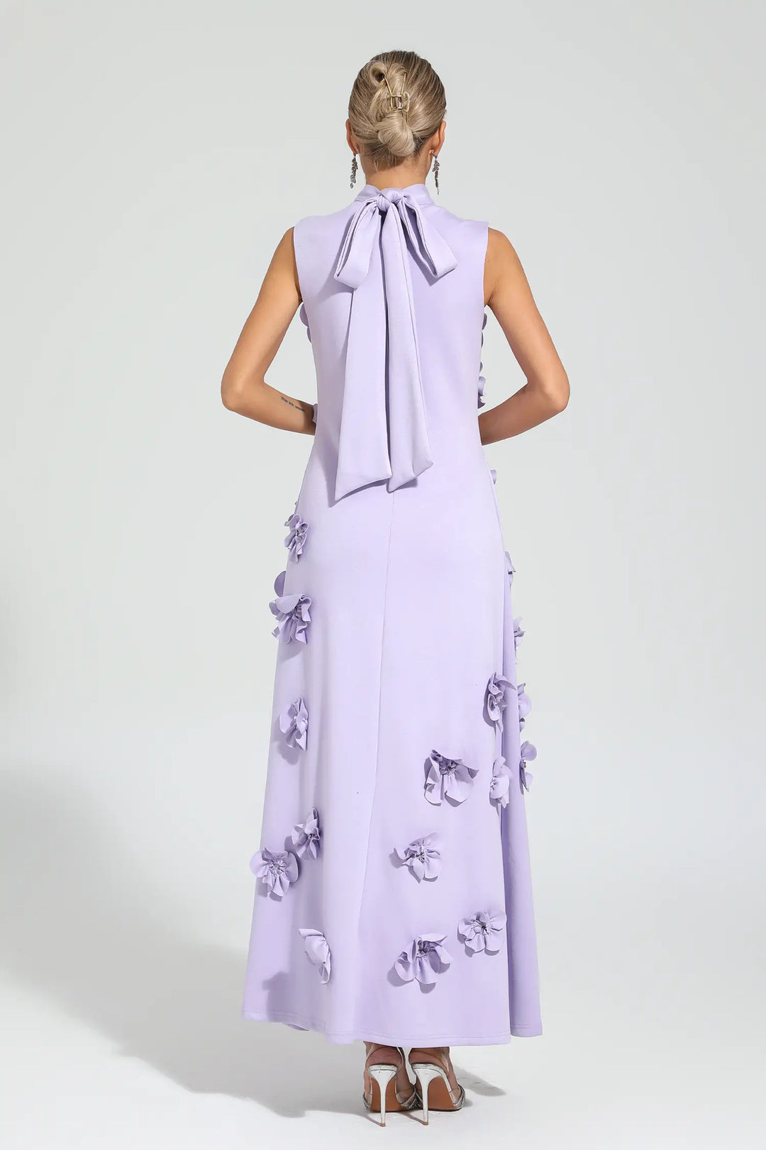 Onions Purple Rose Flower Maxi Dress