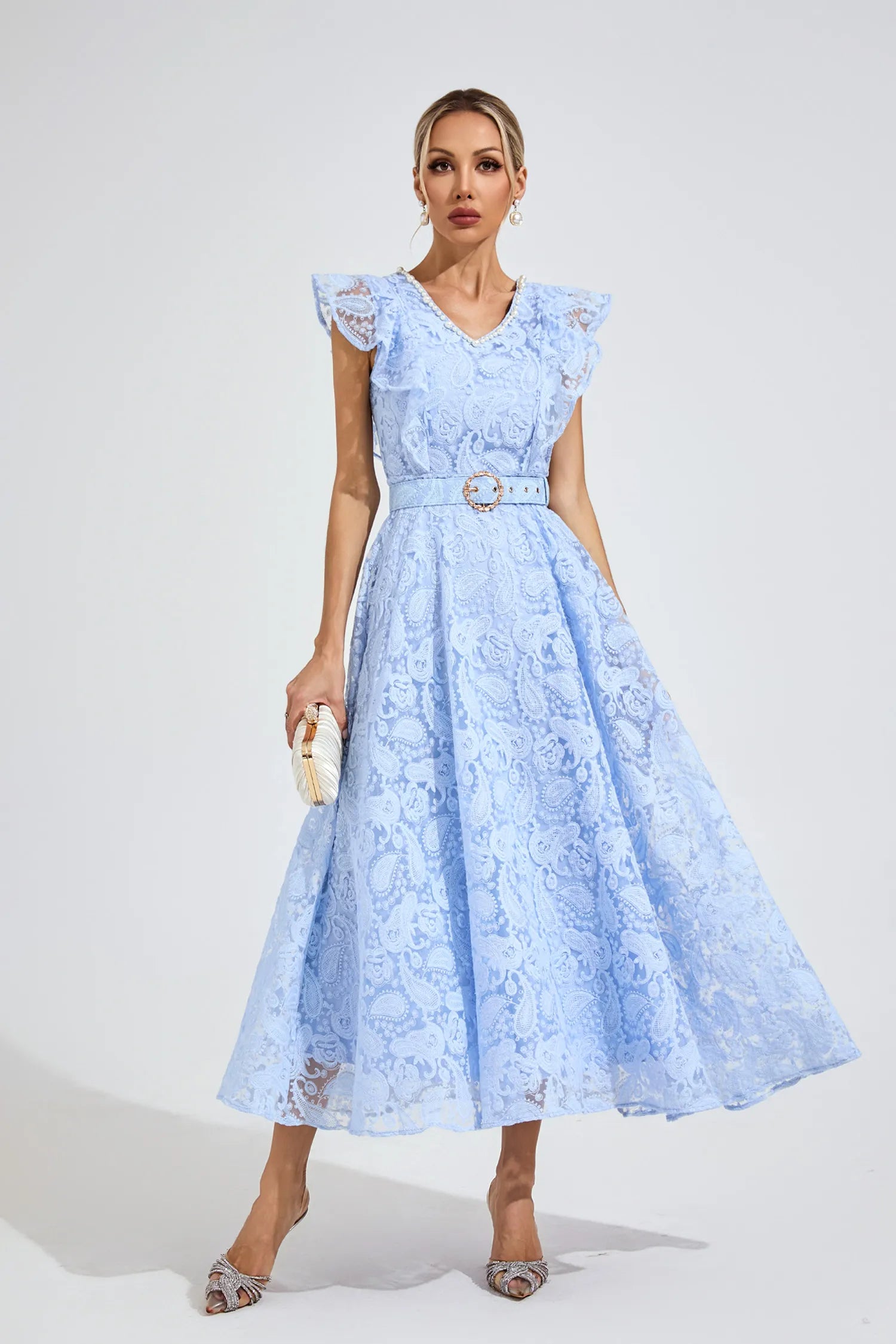 Ariana Sapphire Blue Wrap Midi Dress