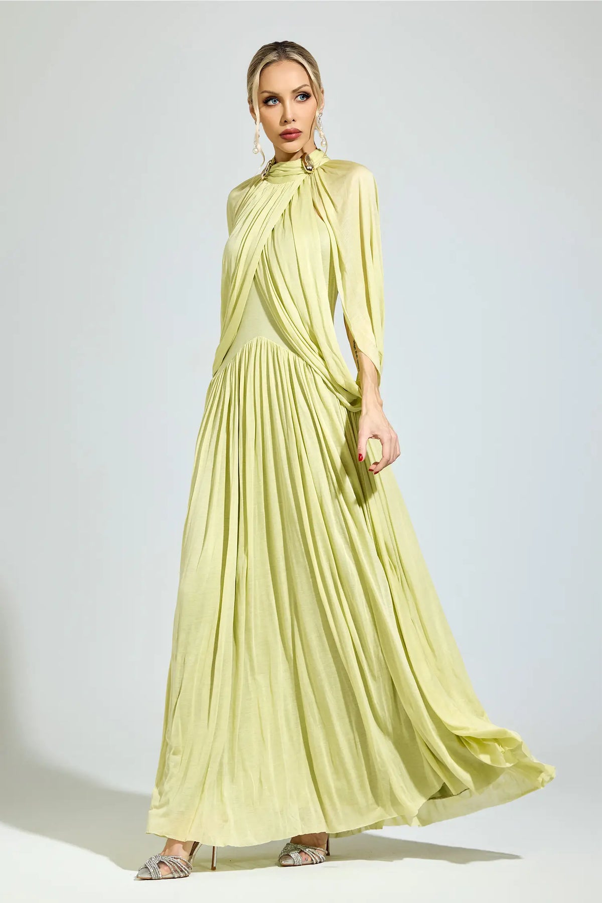 Michelle Green Pleated Maxi Dress