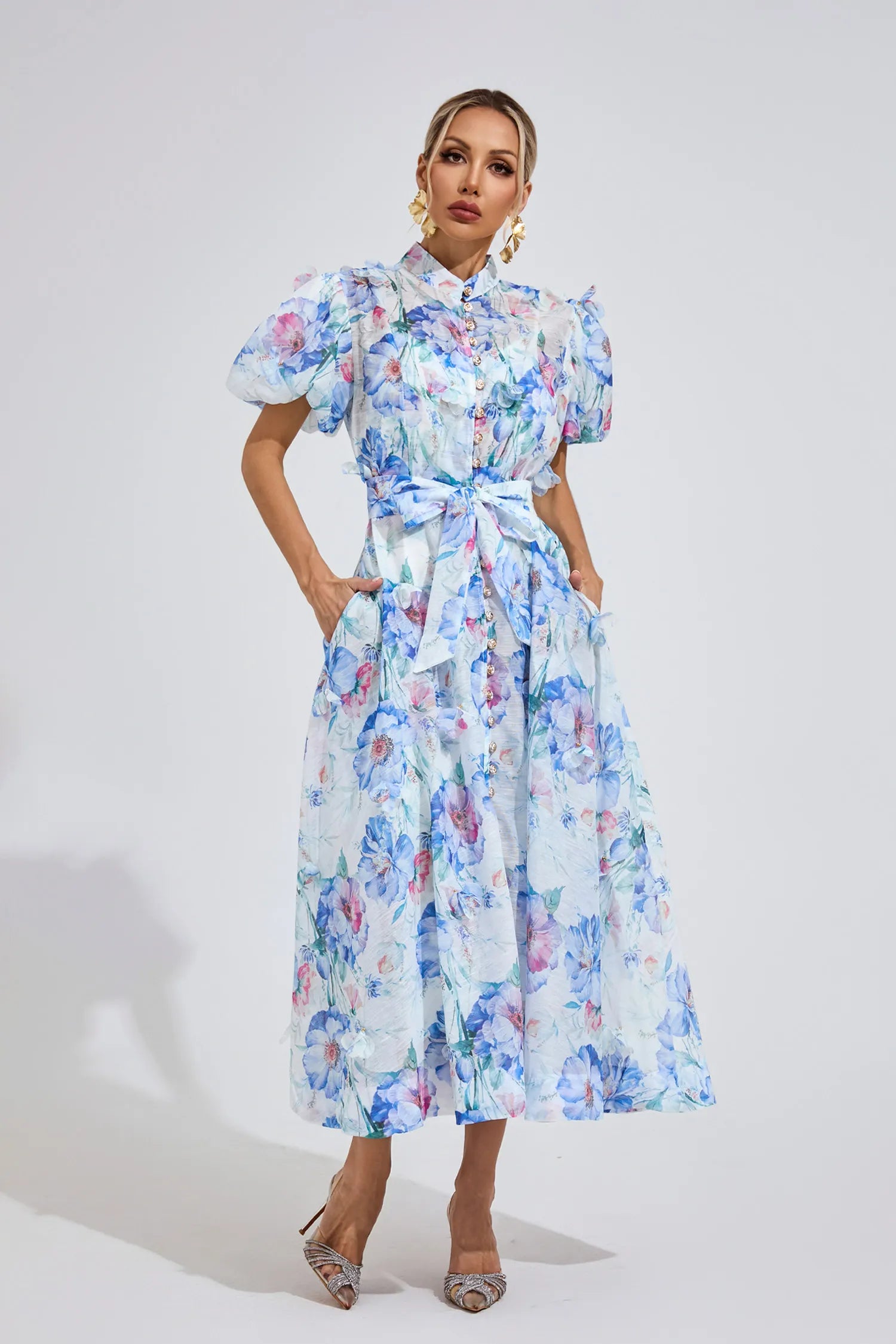 Mahini Cambridge Blue Corset Midi Dress