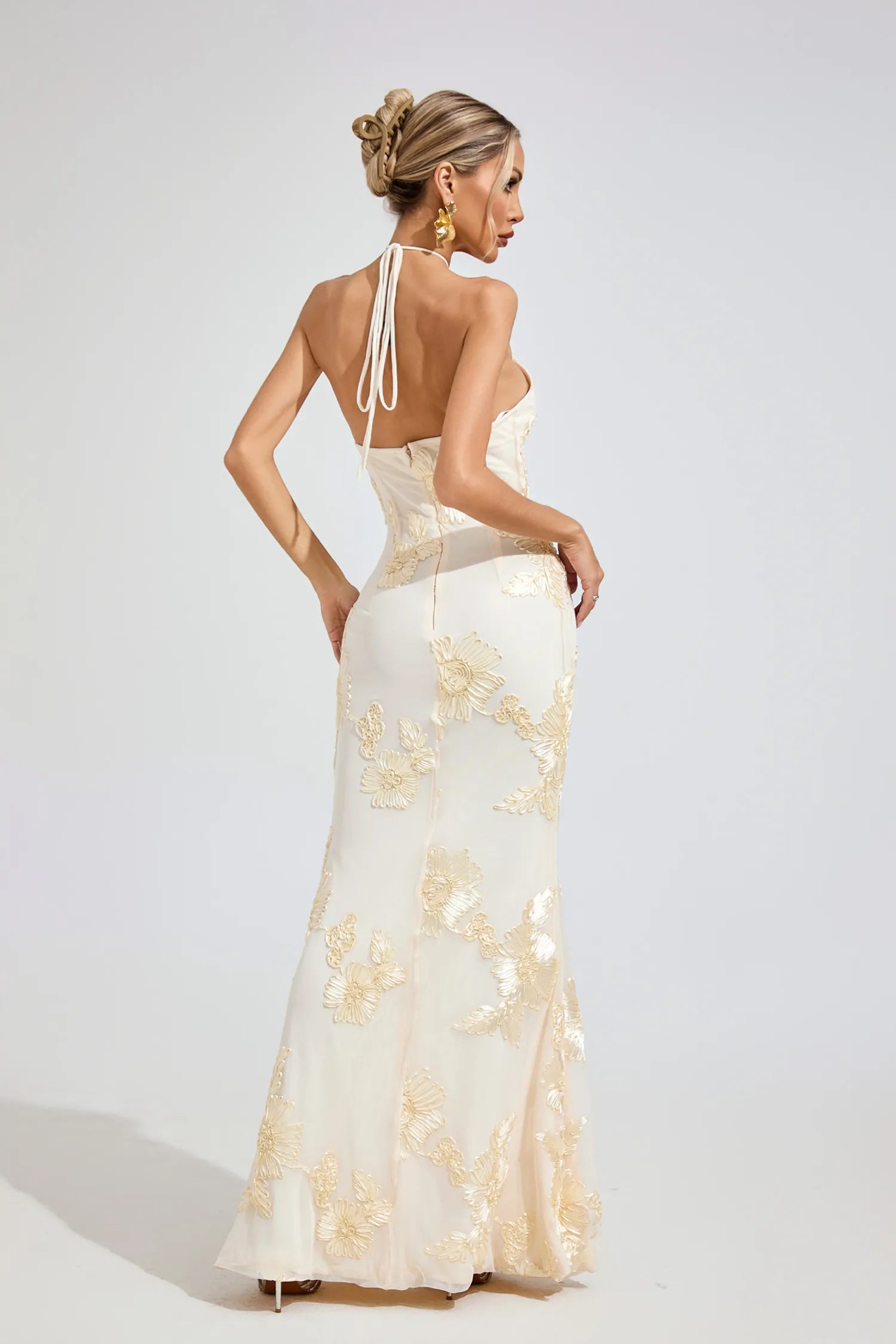 Ife Beige Strapless Maxi Dress