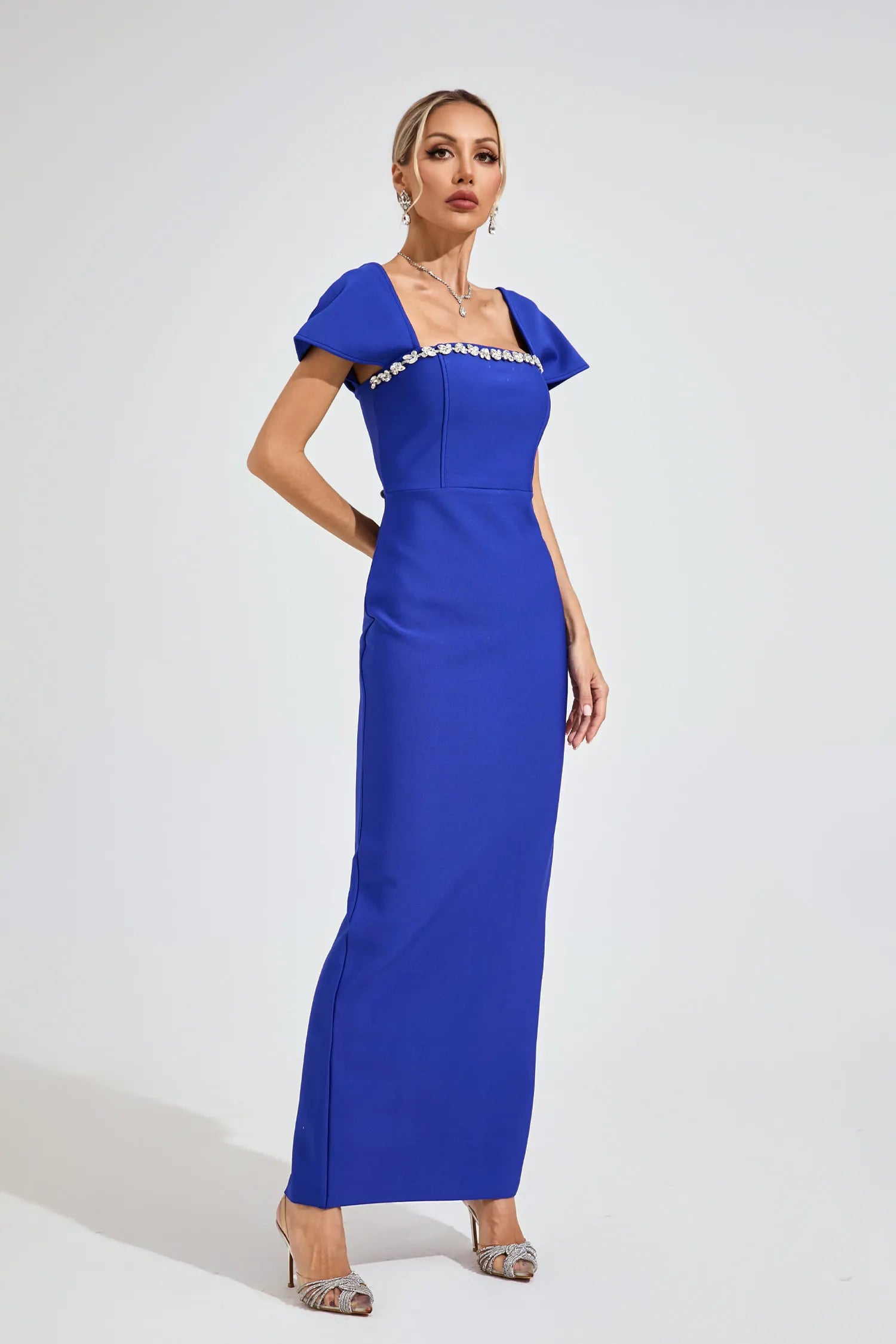 Lousia Blue Diamond Maxi Dress