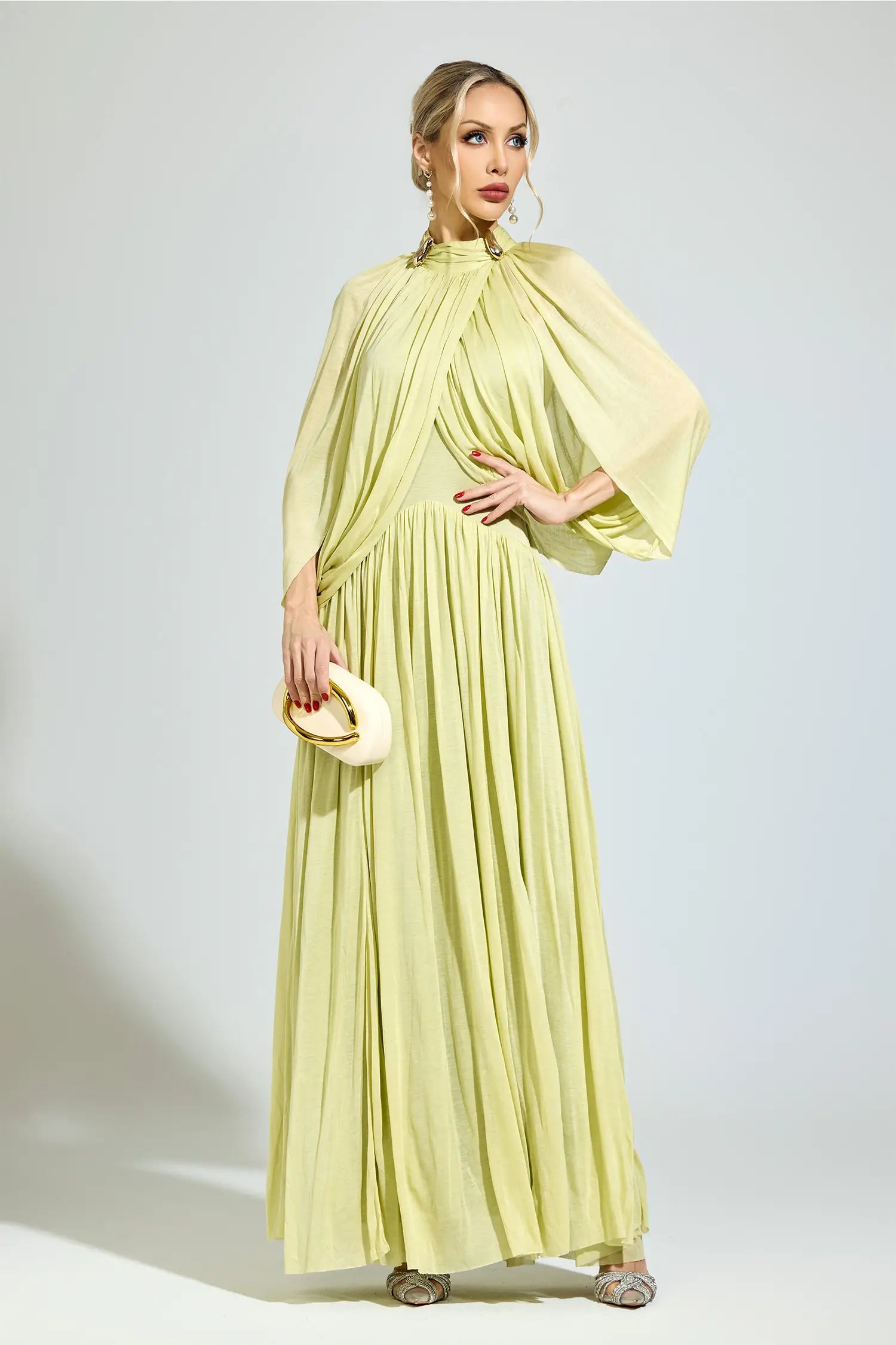 Michelle Green Pleated Maxi Dress