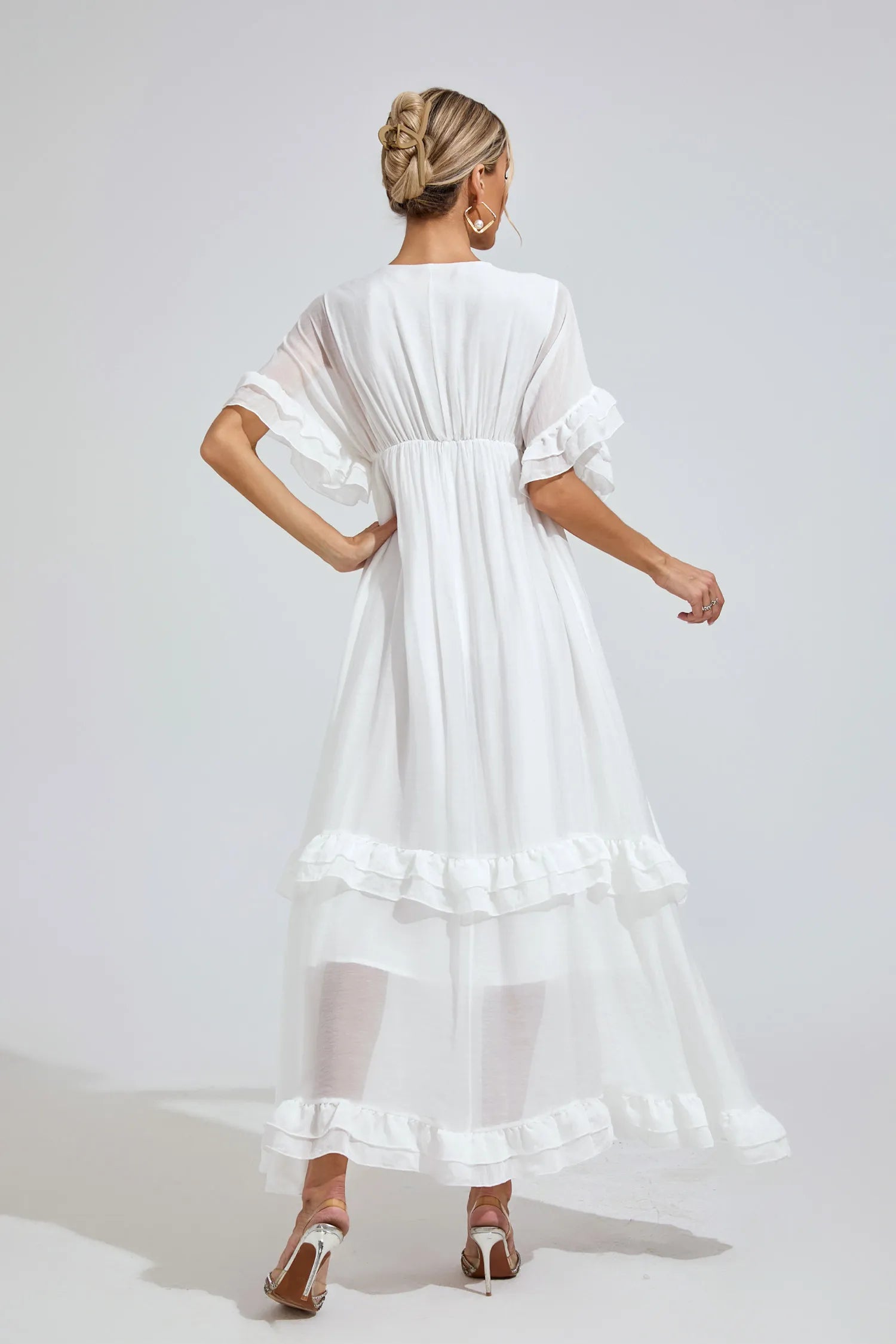 Jolene White A-line Skater Maxi Dress