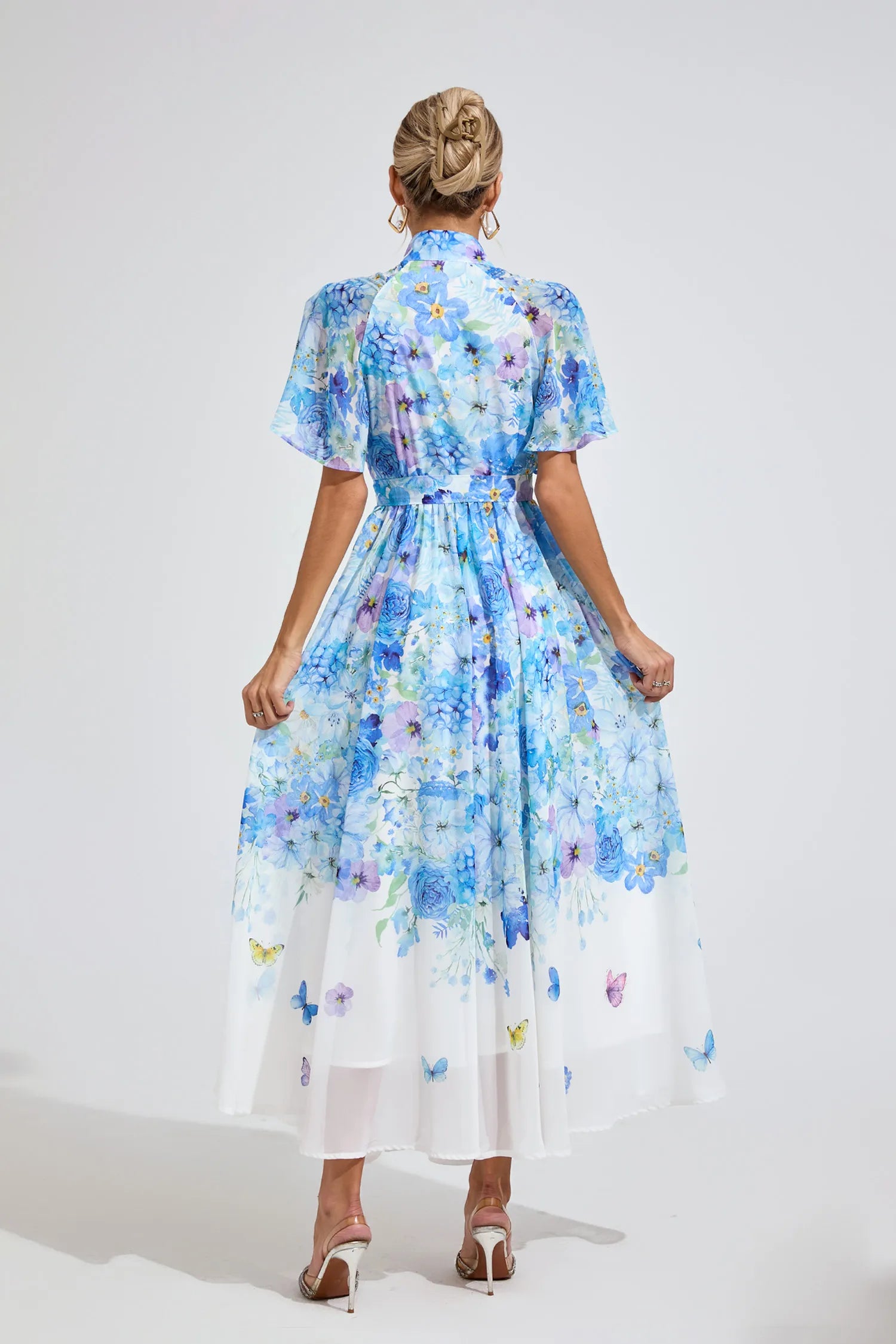 Talia Baby Blue Ruffle Midi Dress