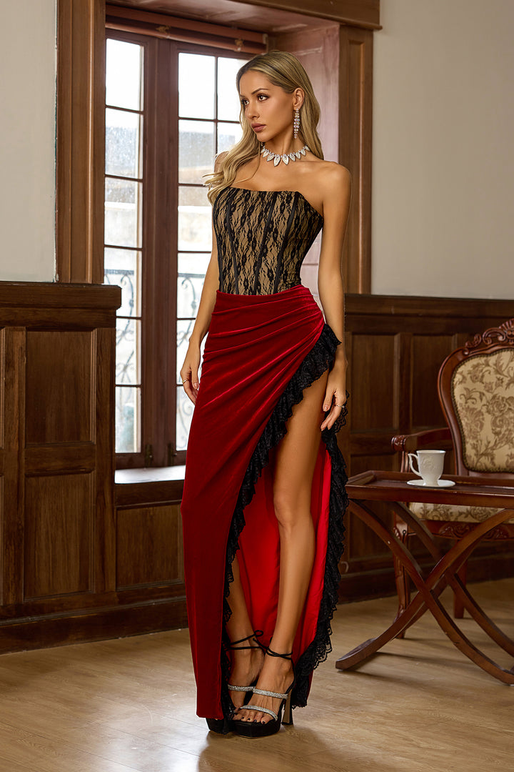 Beryl Black and Red Maxi Dress