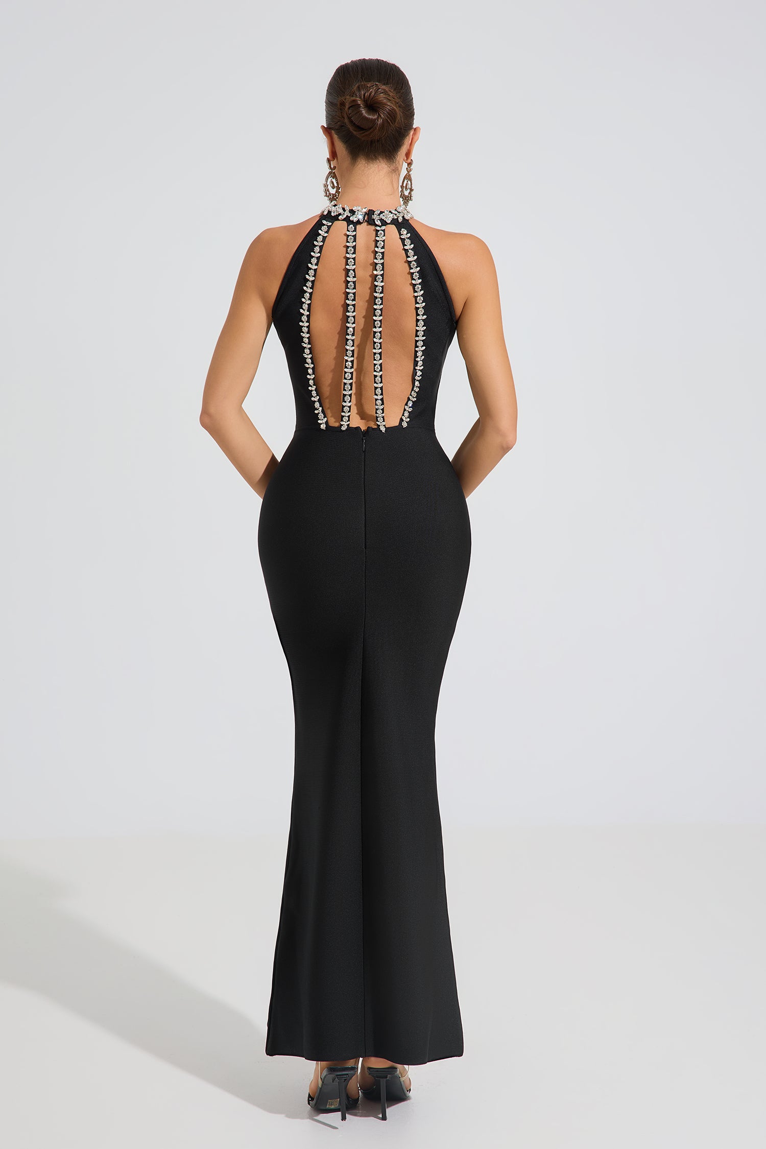 Veronica Noir Halter Maxi Dress