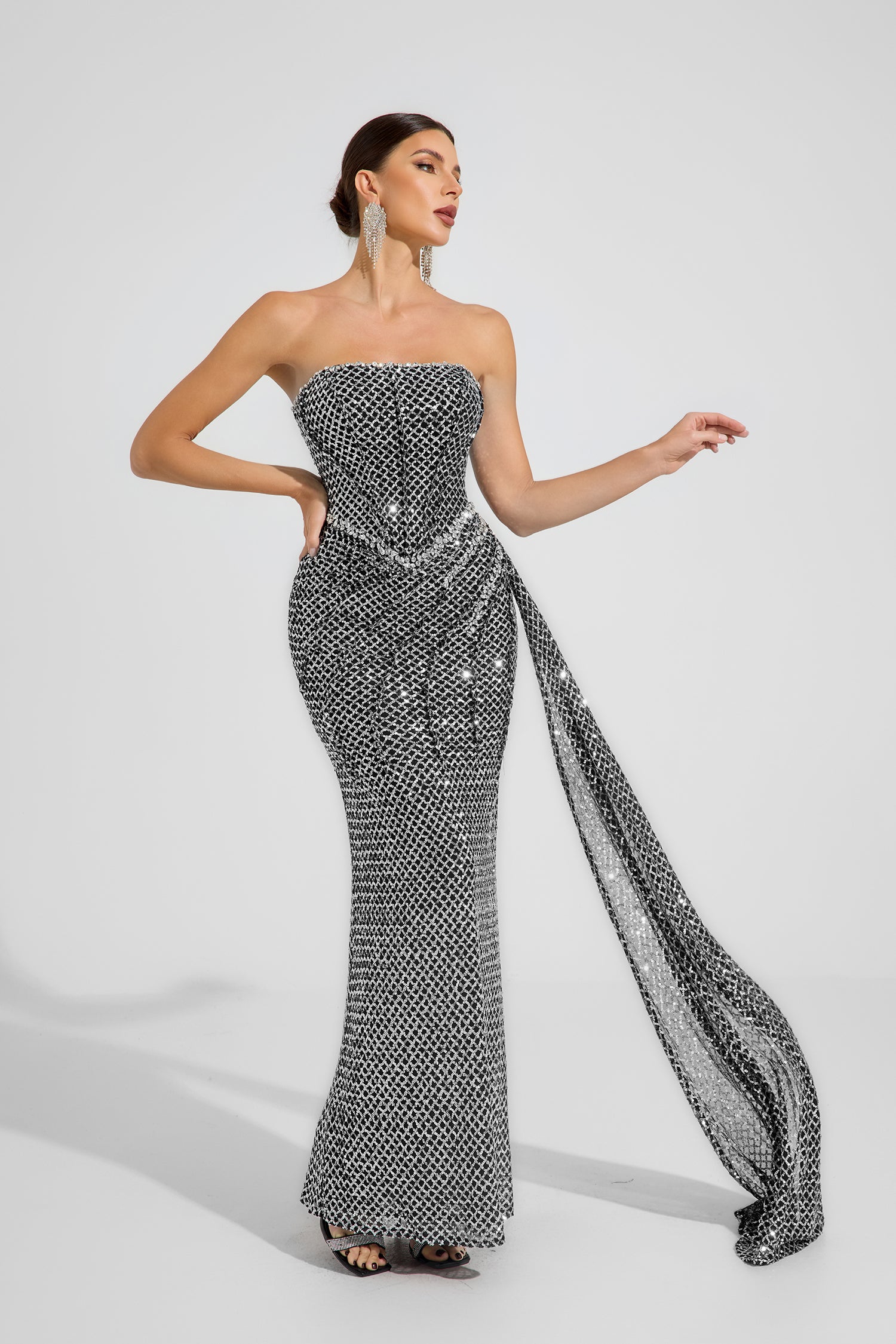 Alexandria Celeste Argent Strapless Maxi Dress