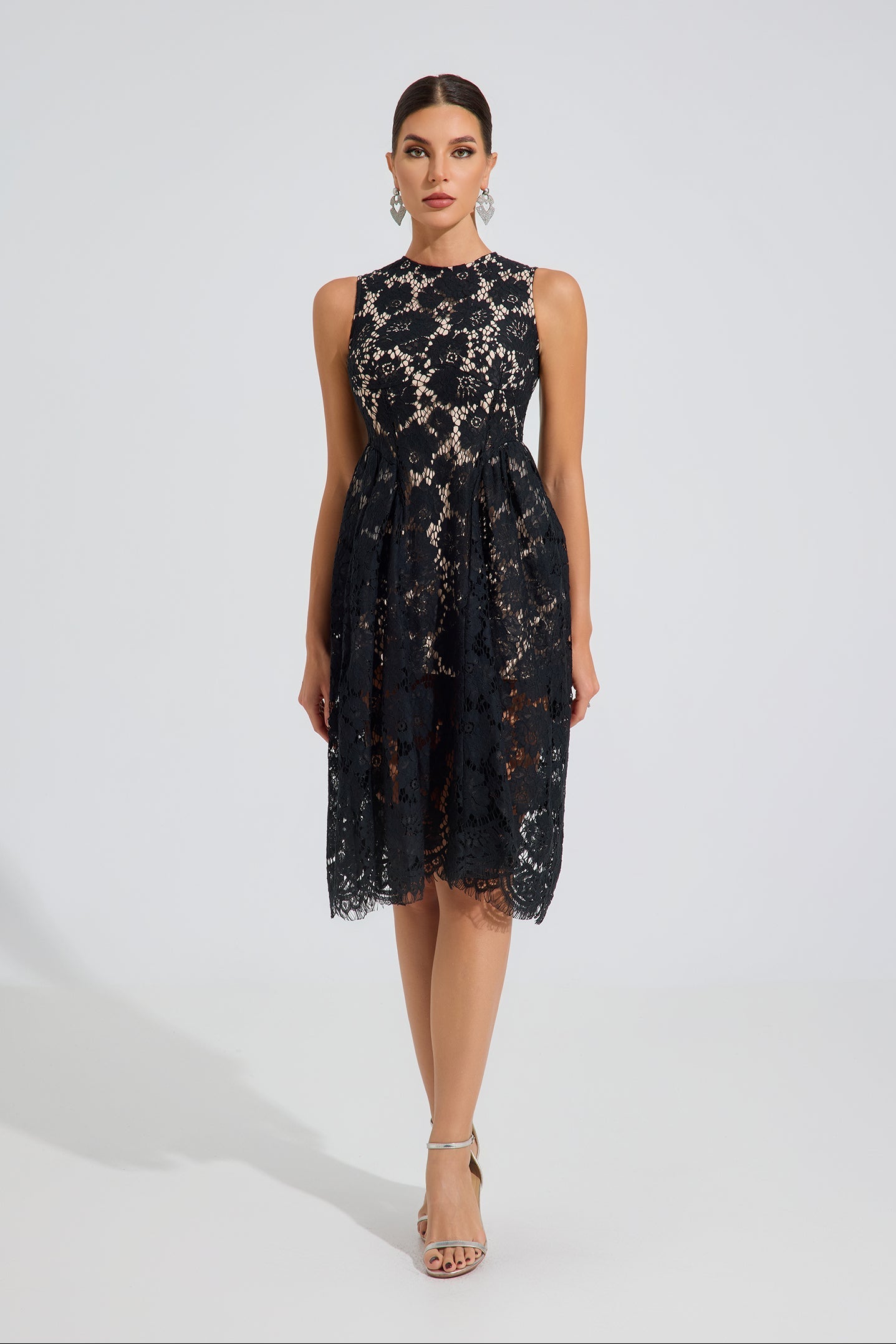 Ashford Noir Lace A-Line Midi Dress