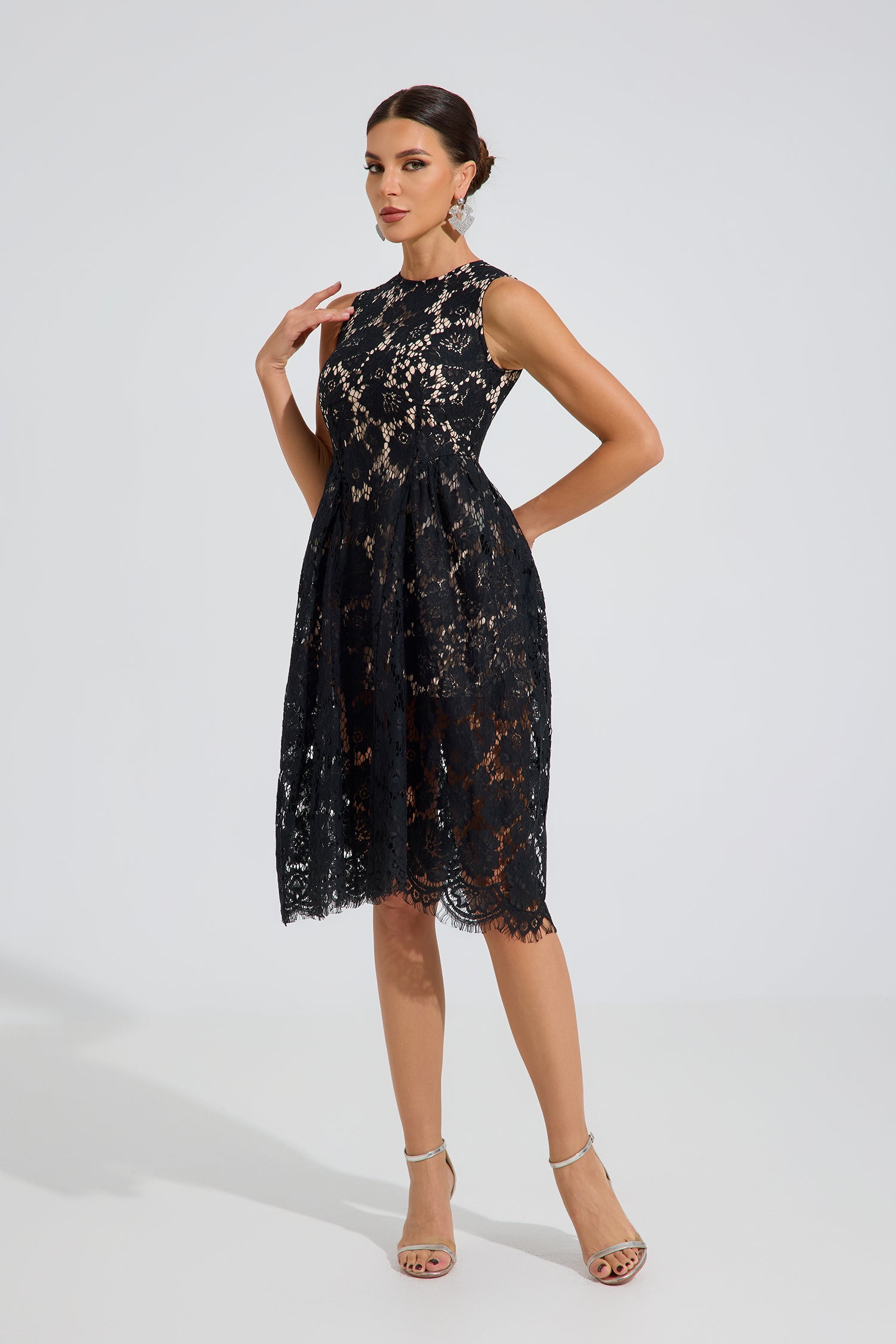 Ashford Noir Lace A-Line Midi Dress