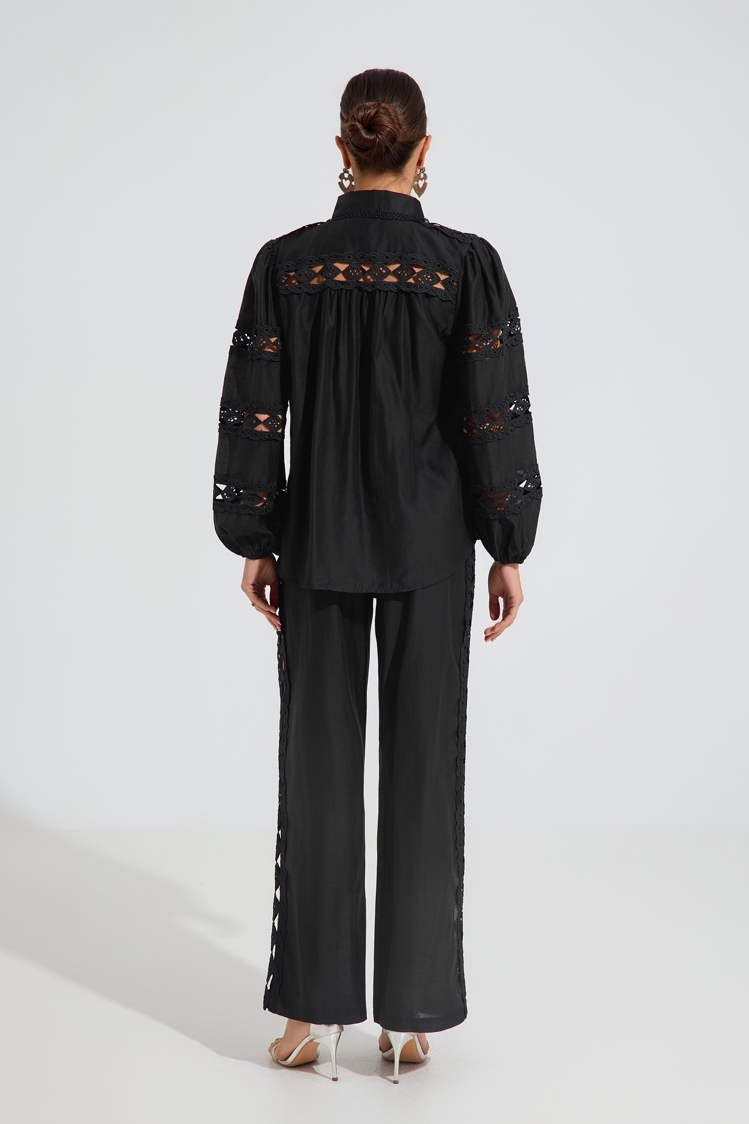 Judy Noir Lace Detail Two-Piece Set