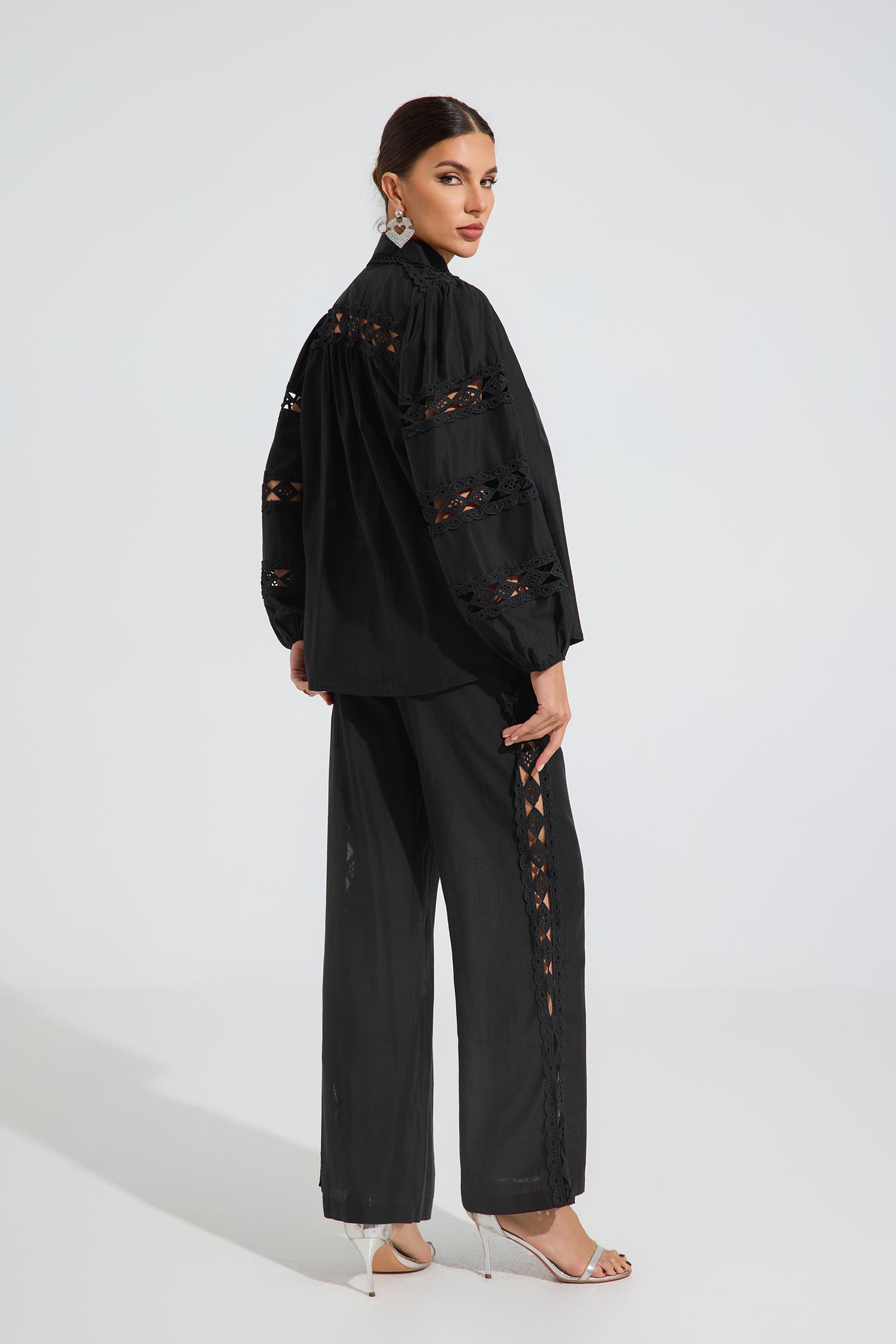 Judy Noir Lace Detail Two-Piece Set