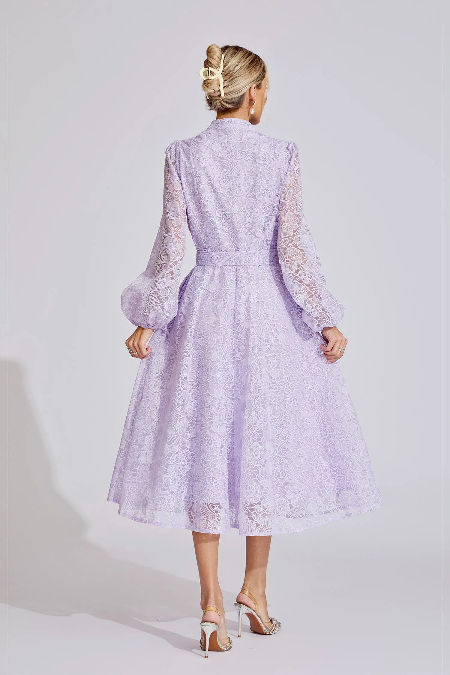 Adley Purple Embroidered Lace Maxi Dress