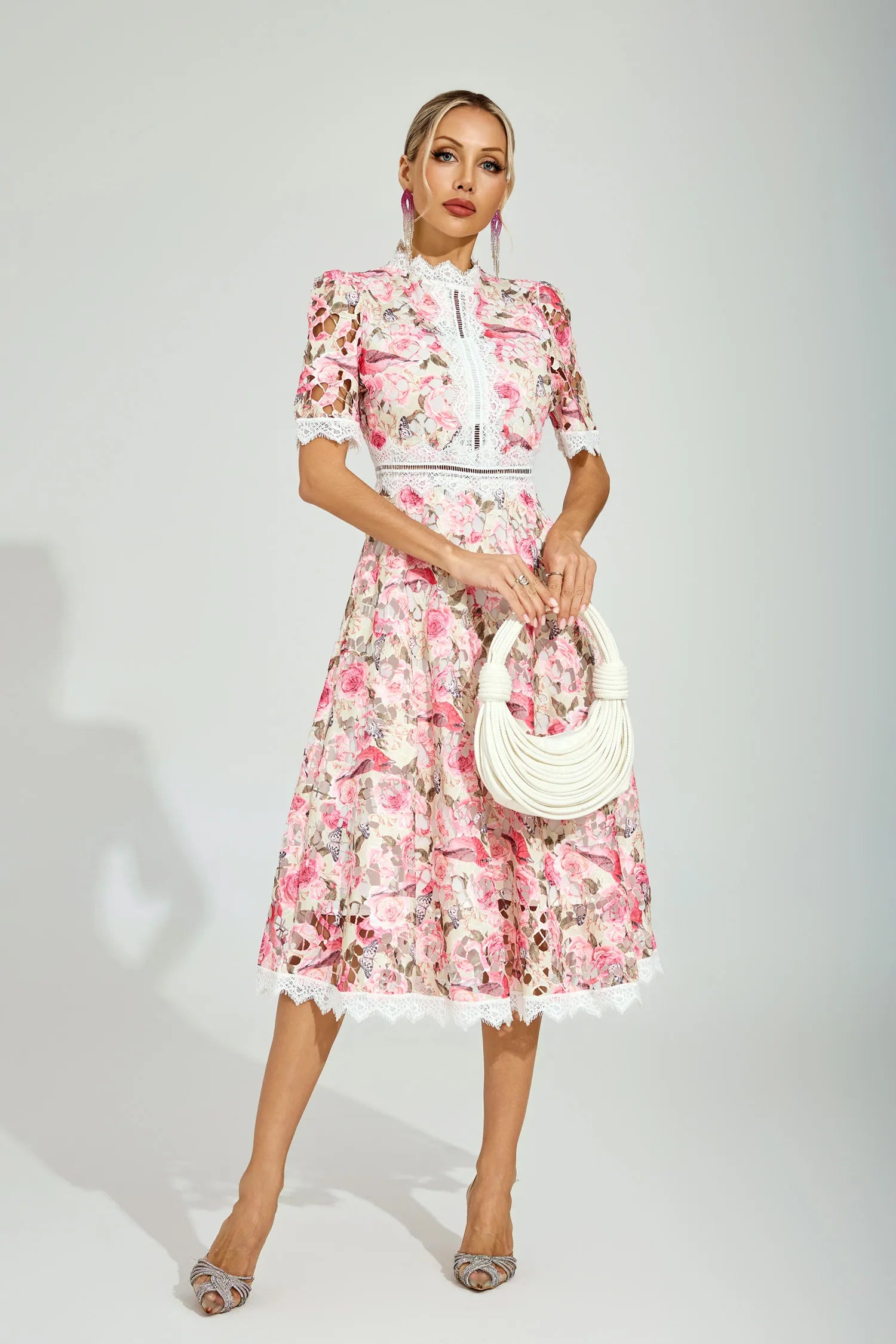 Ainsley Floral Lace Midi Dress