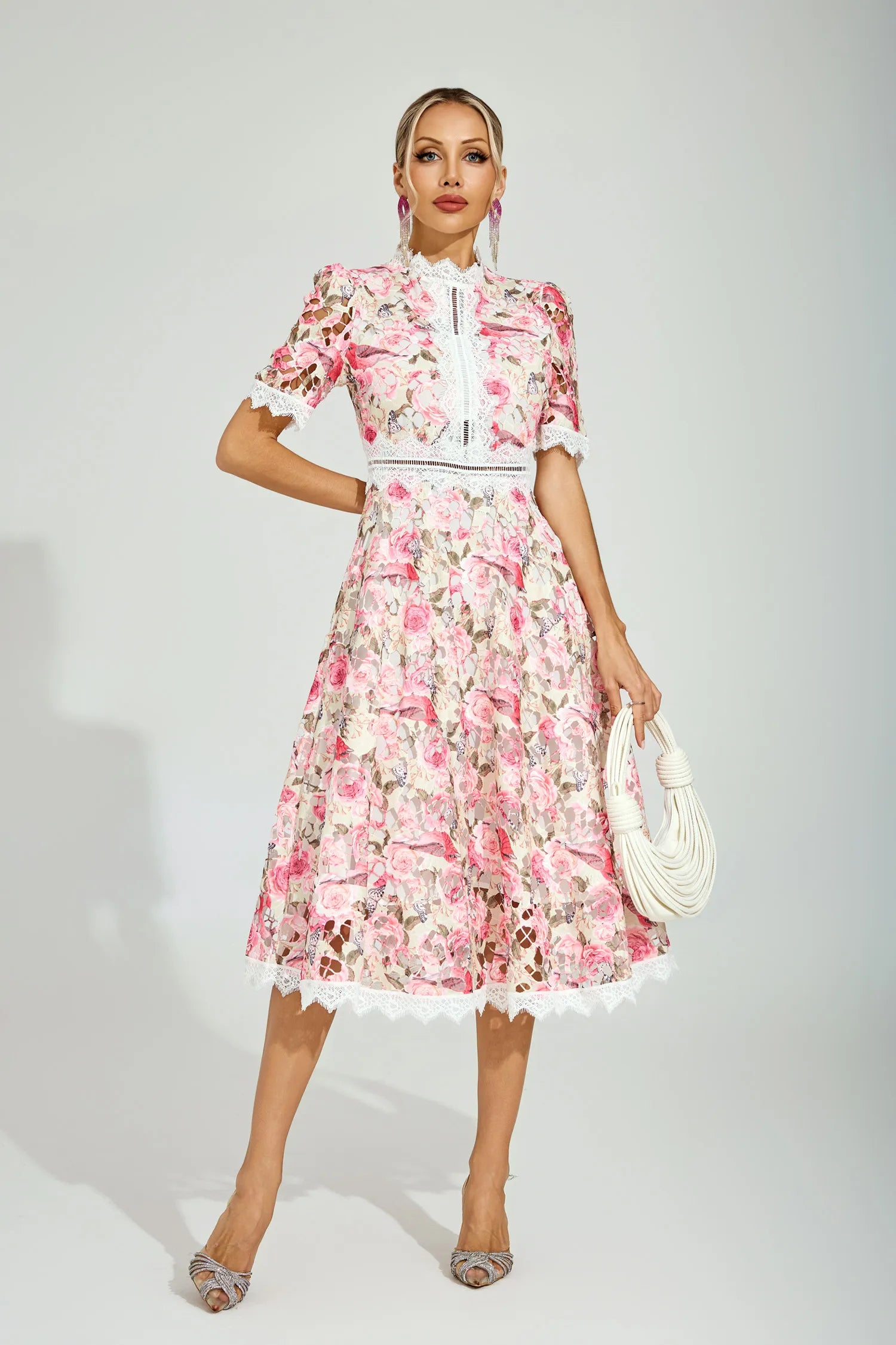 Ainsley Floral Lace Midi Dress