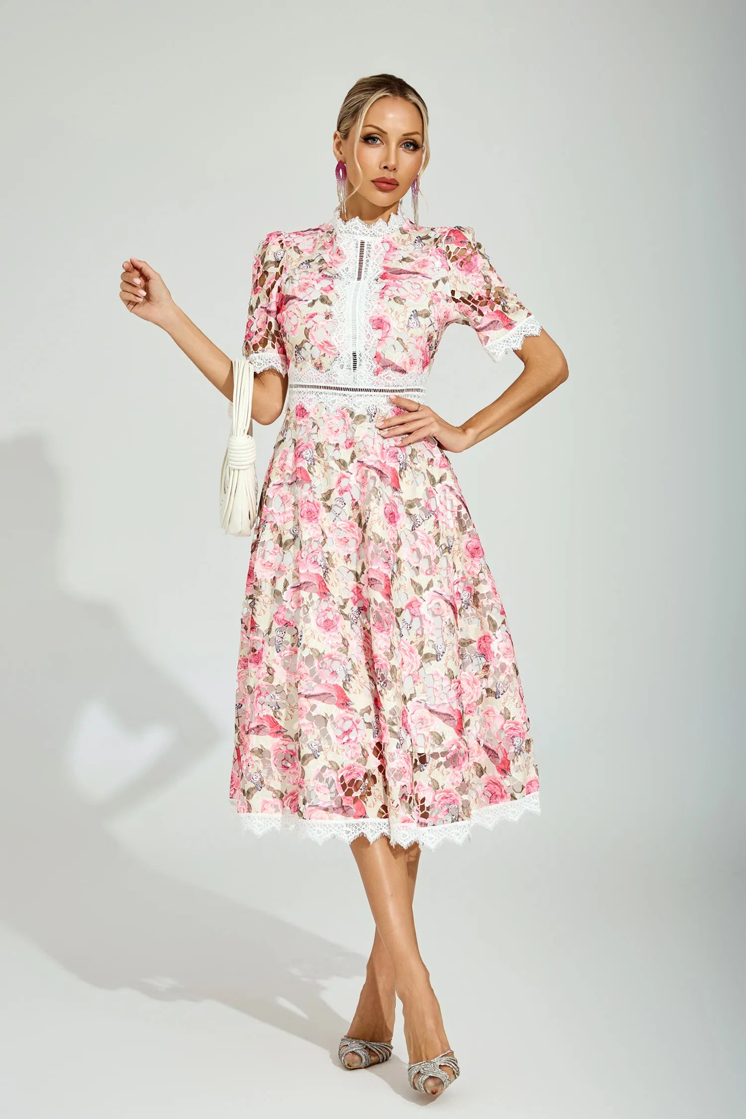 Ainsley Floral Lace Midi Dress