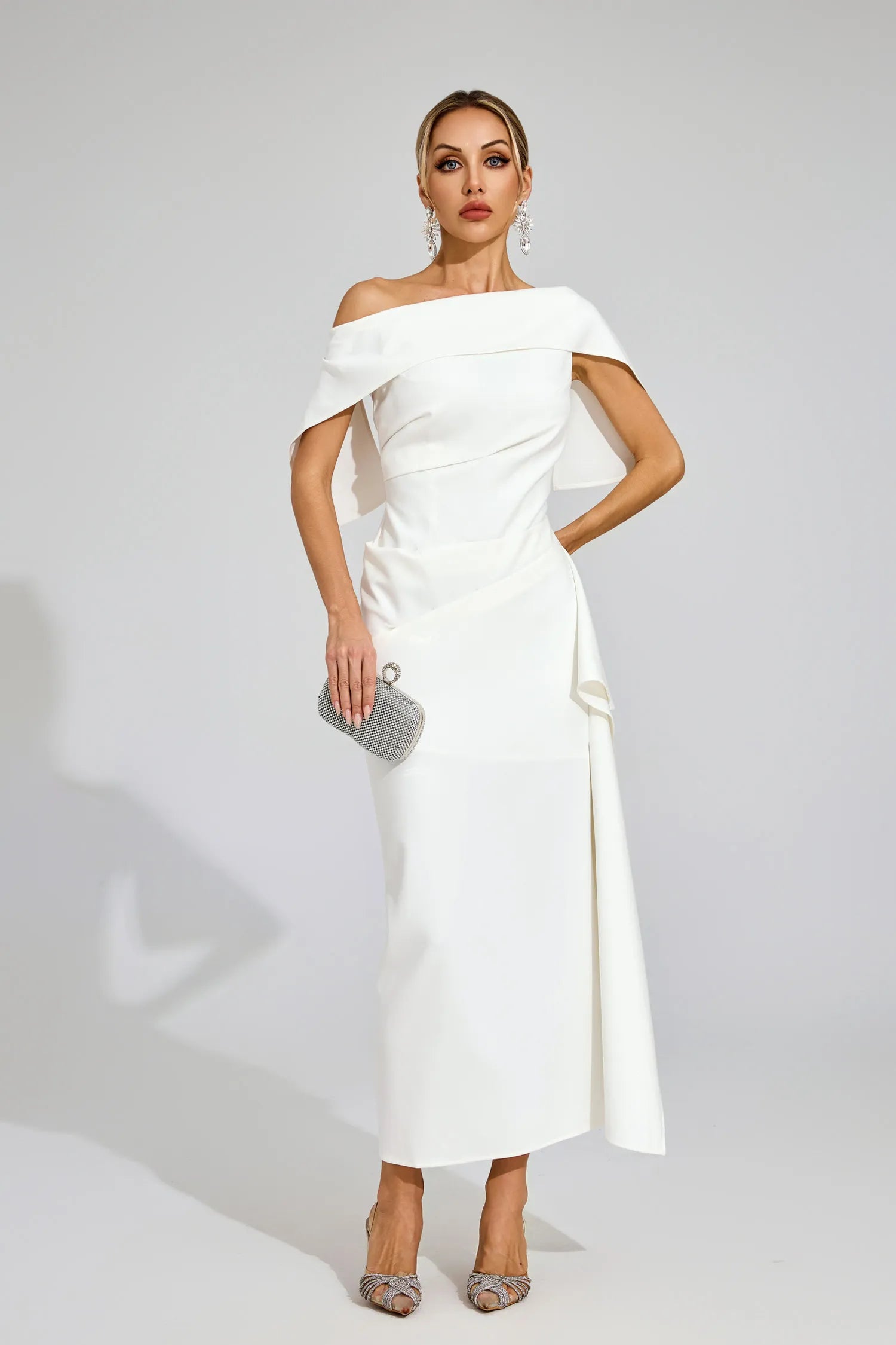Tiffany White Ruffle Off Shoulder Maxi Dress
