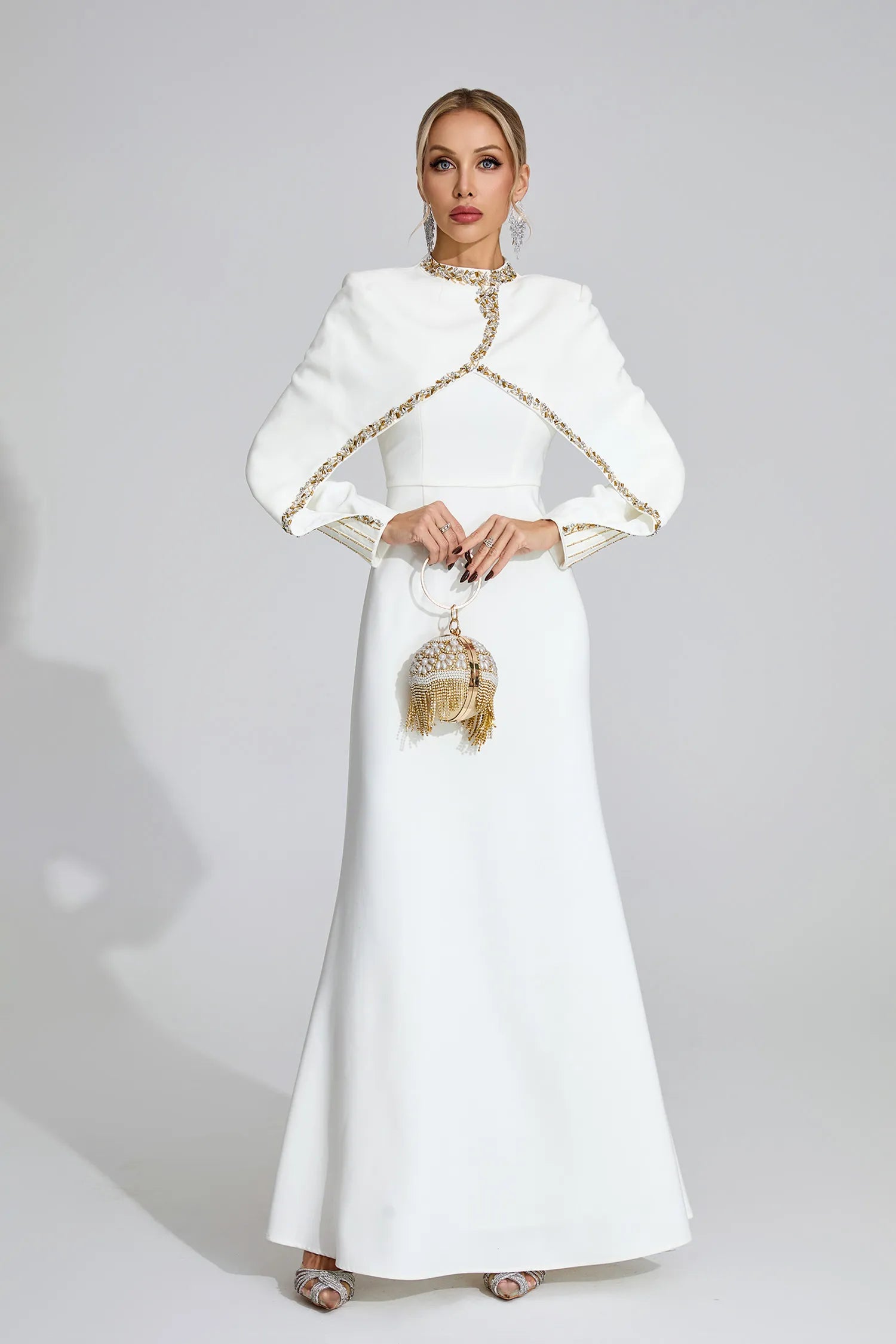Amaris White Chain Maxi Dress