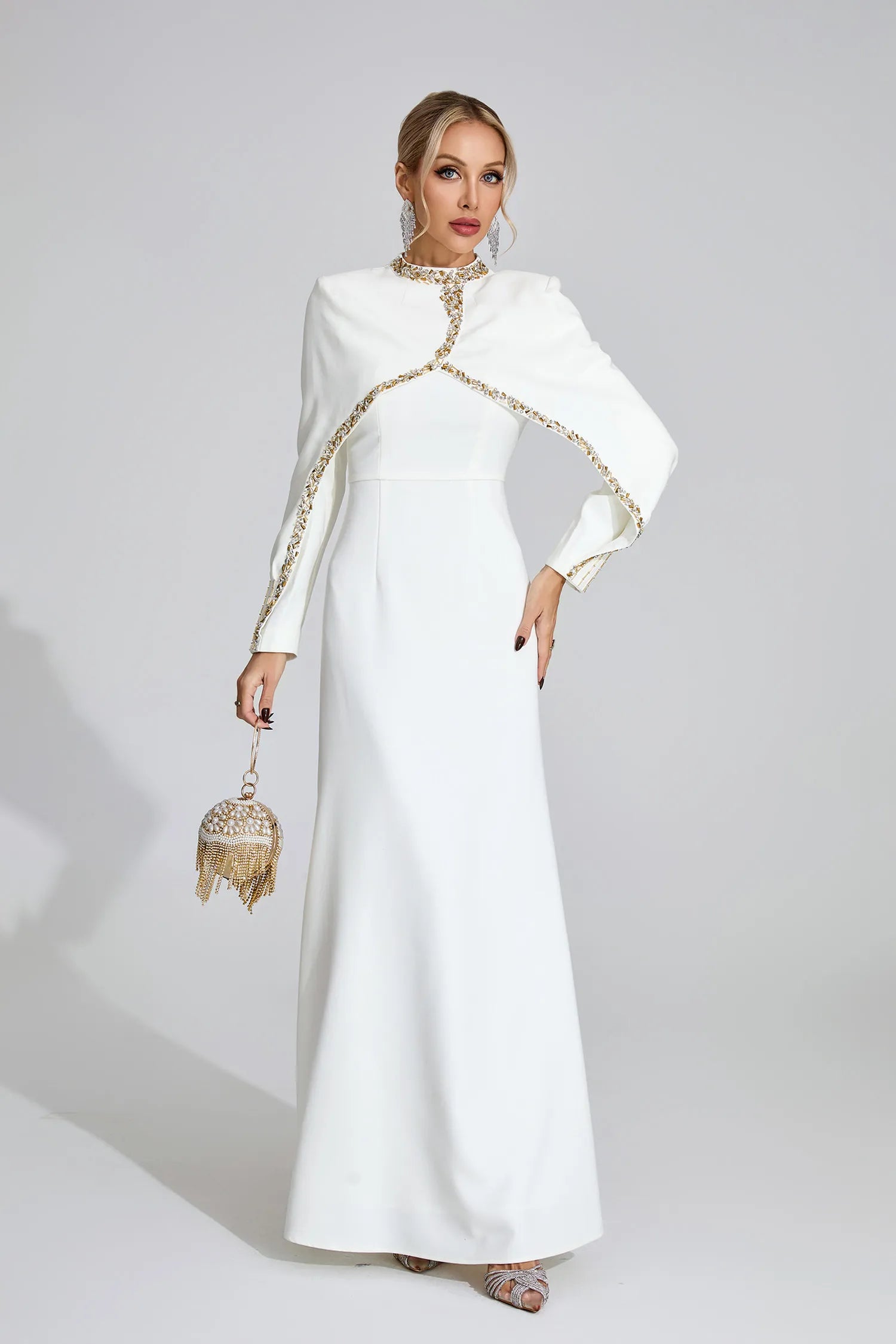 Amaris White Chain Maxi Dress