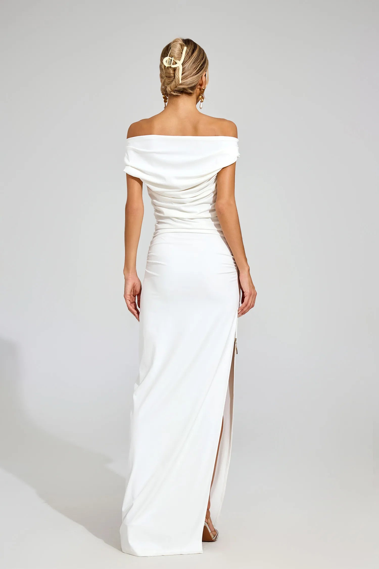 Monica White Off Shoulder Maxi Dress