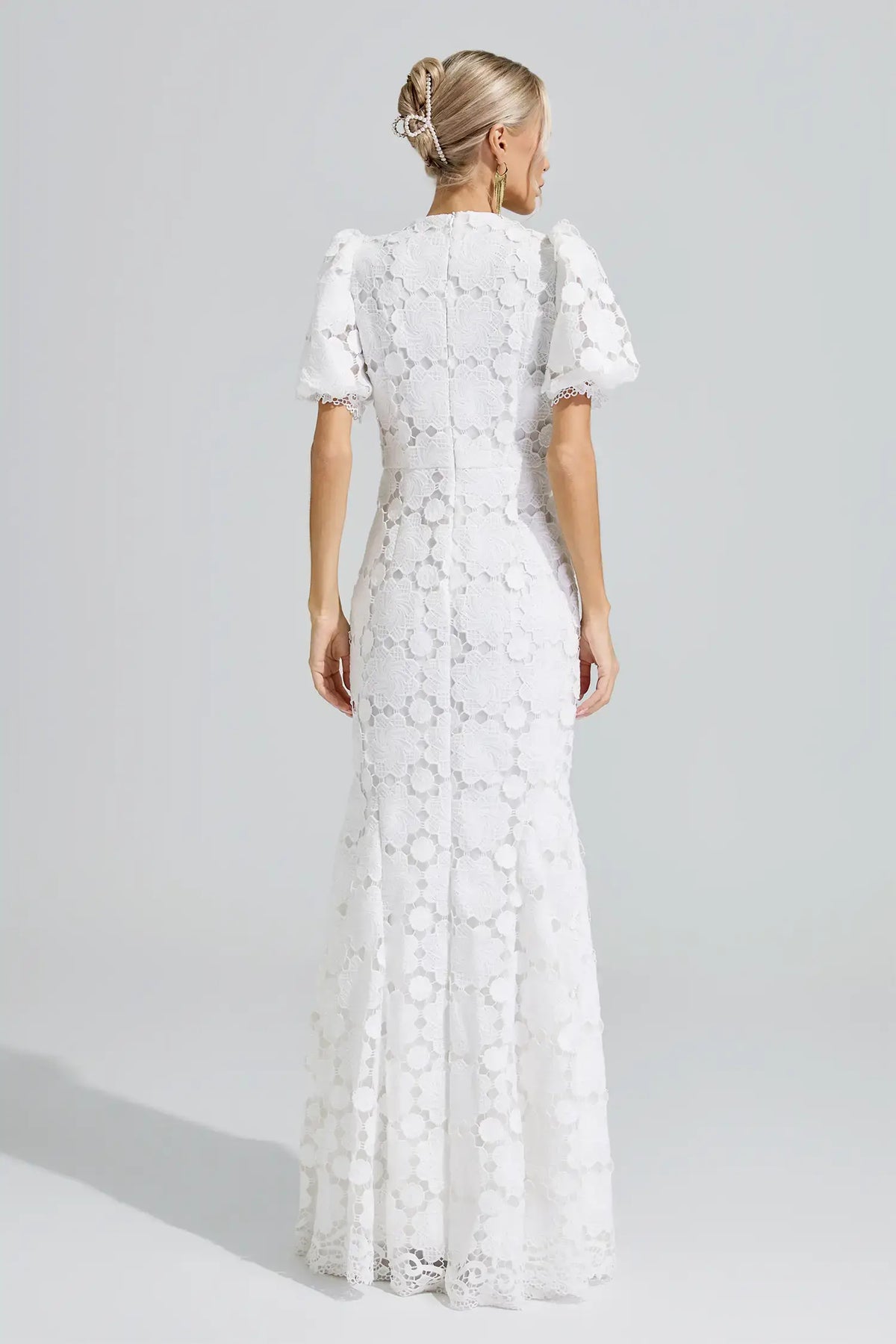 Lirael White Lace Cutout Maxi Dress