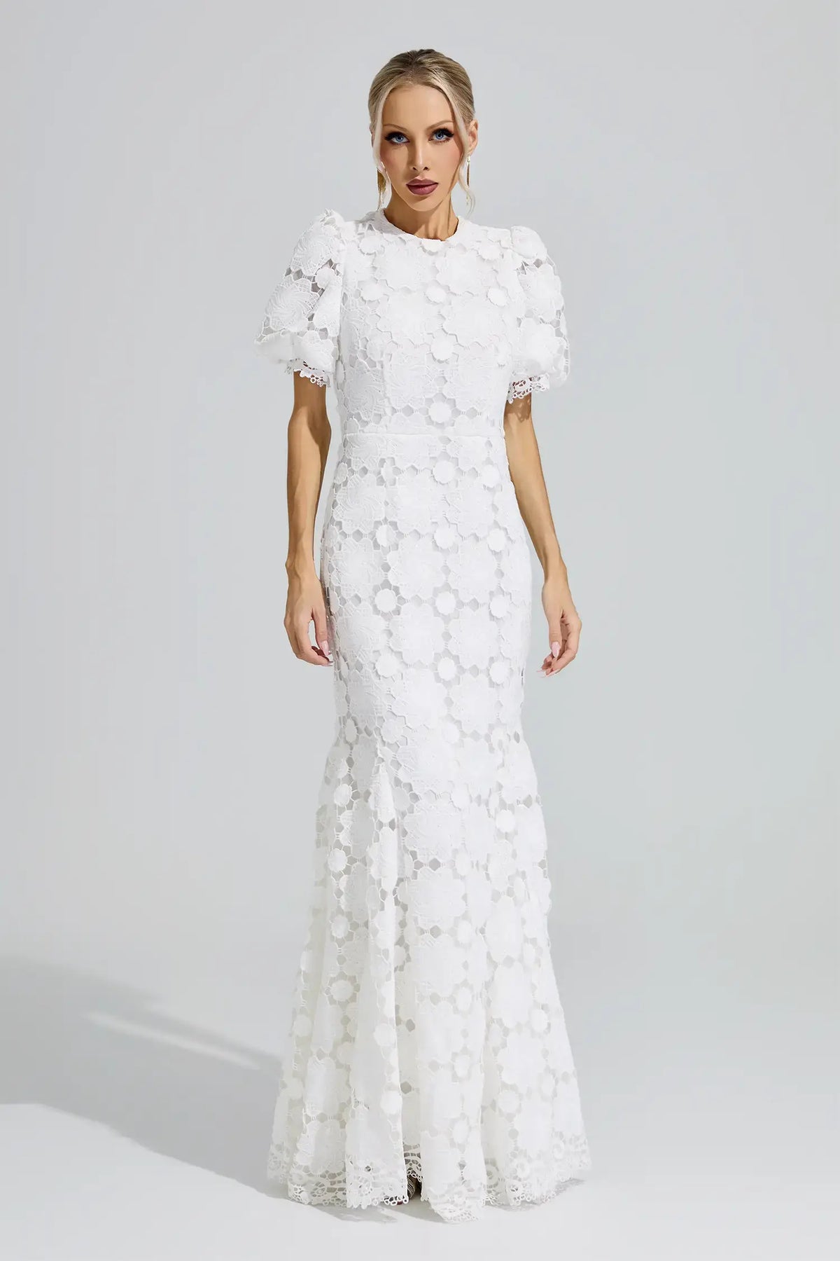 Lirael White Lace Cutout Maxi Dress