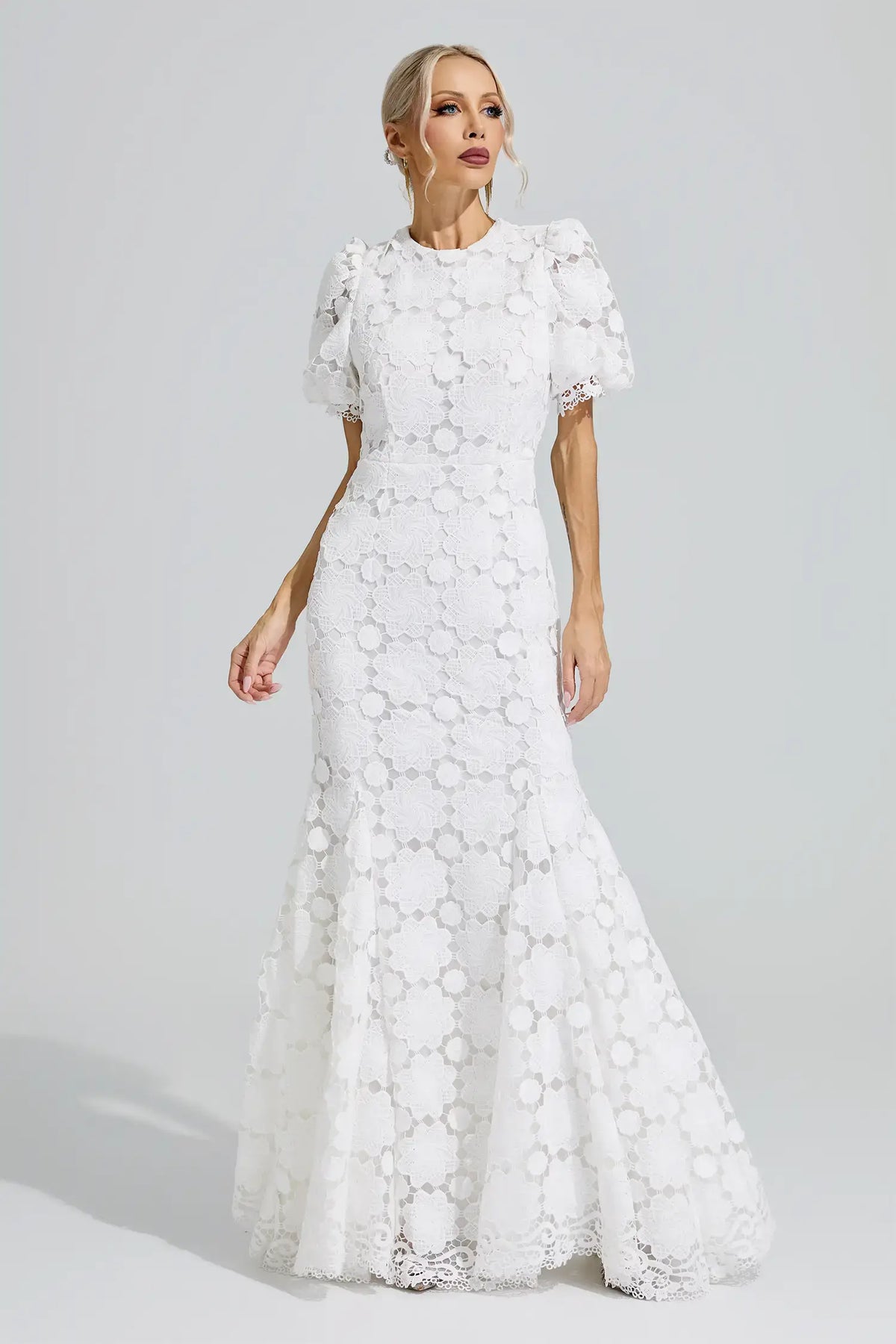 Lirael White Lace Cutout Maxi Dress
