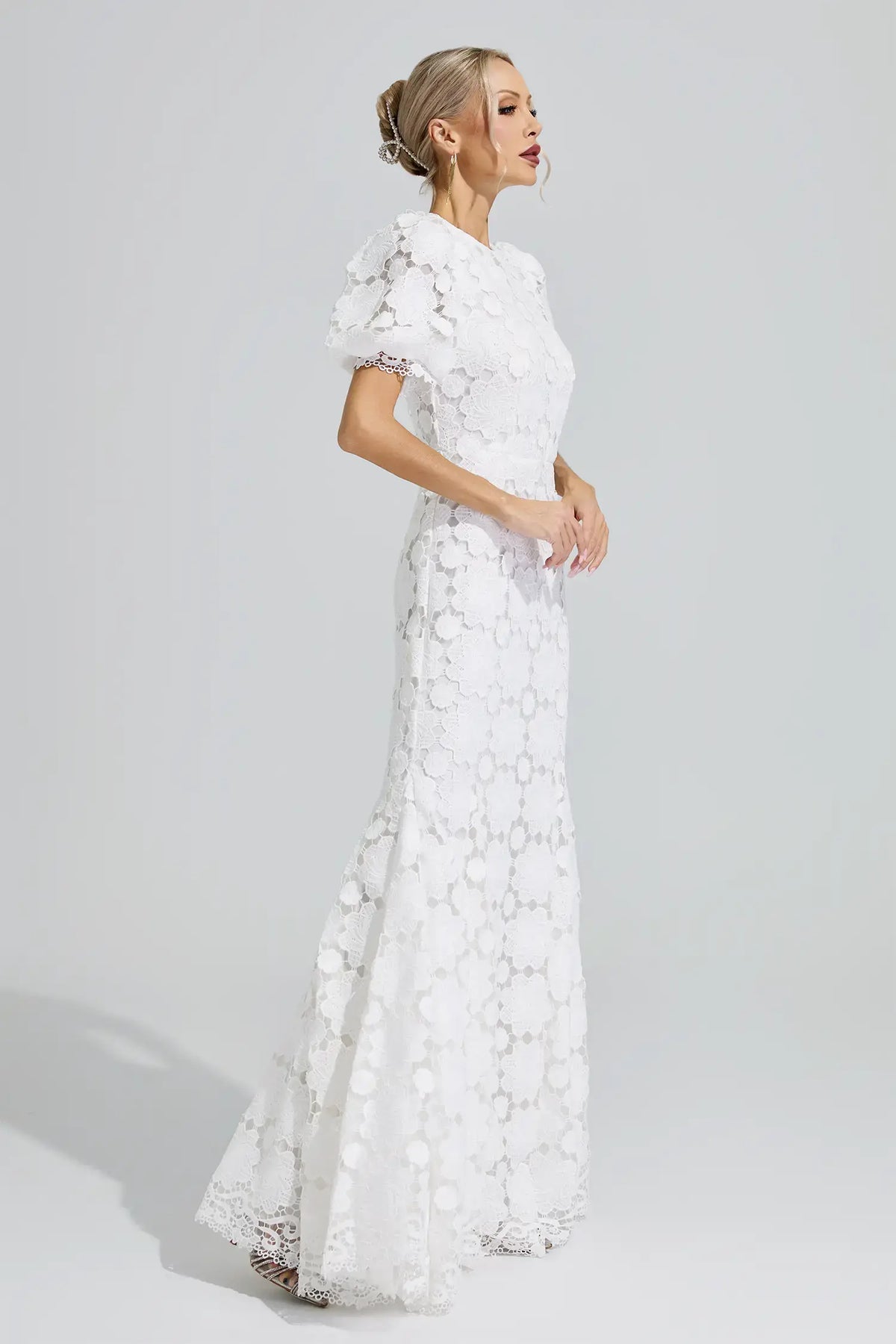 Lirael White Lace Cutout Maxi Dress