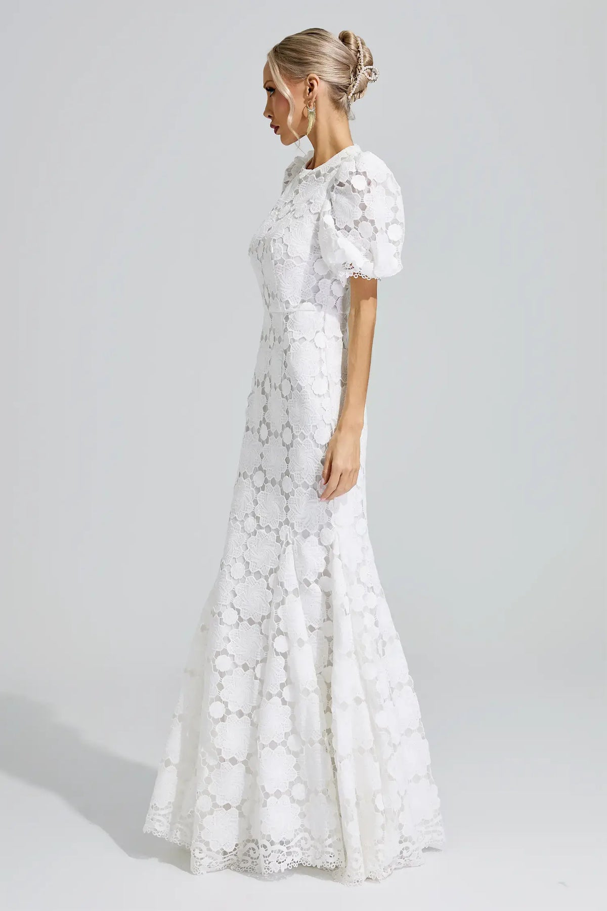 Lirael White Lace Cutout Maxi Dress