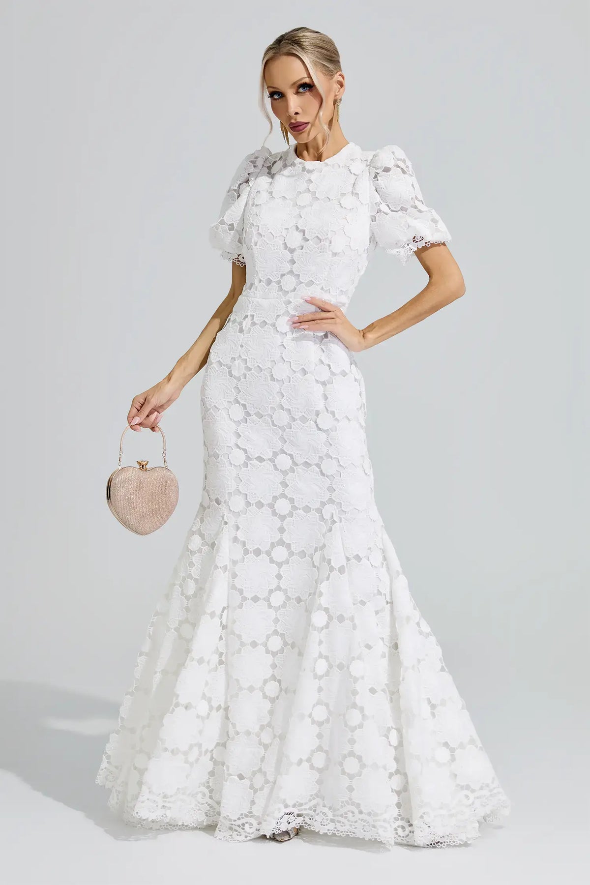 Lirael White Lace Cutout Maxi Dress