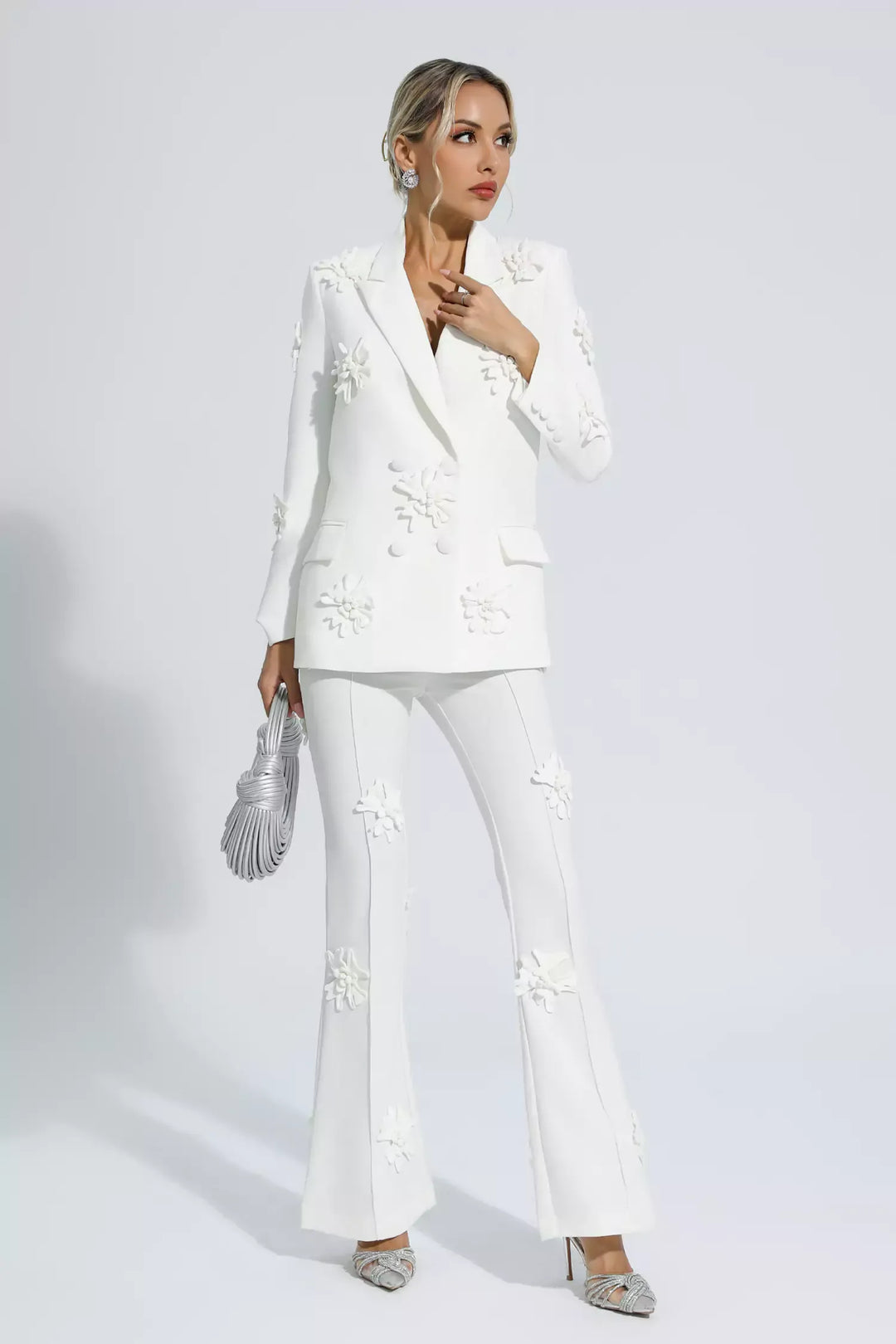 Ari White Jacquard Floral Blazer Set