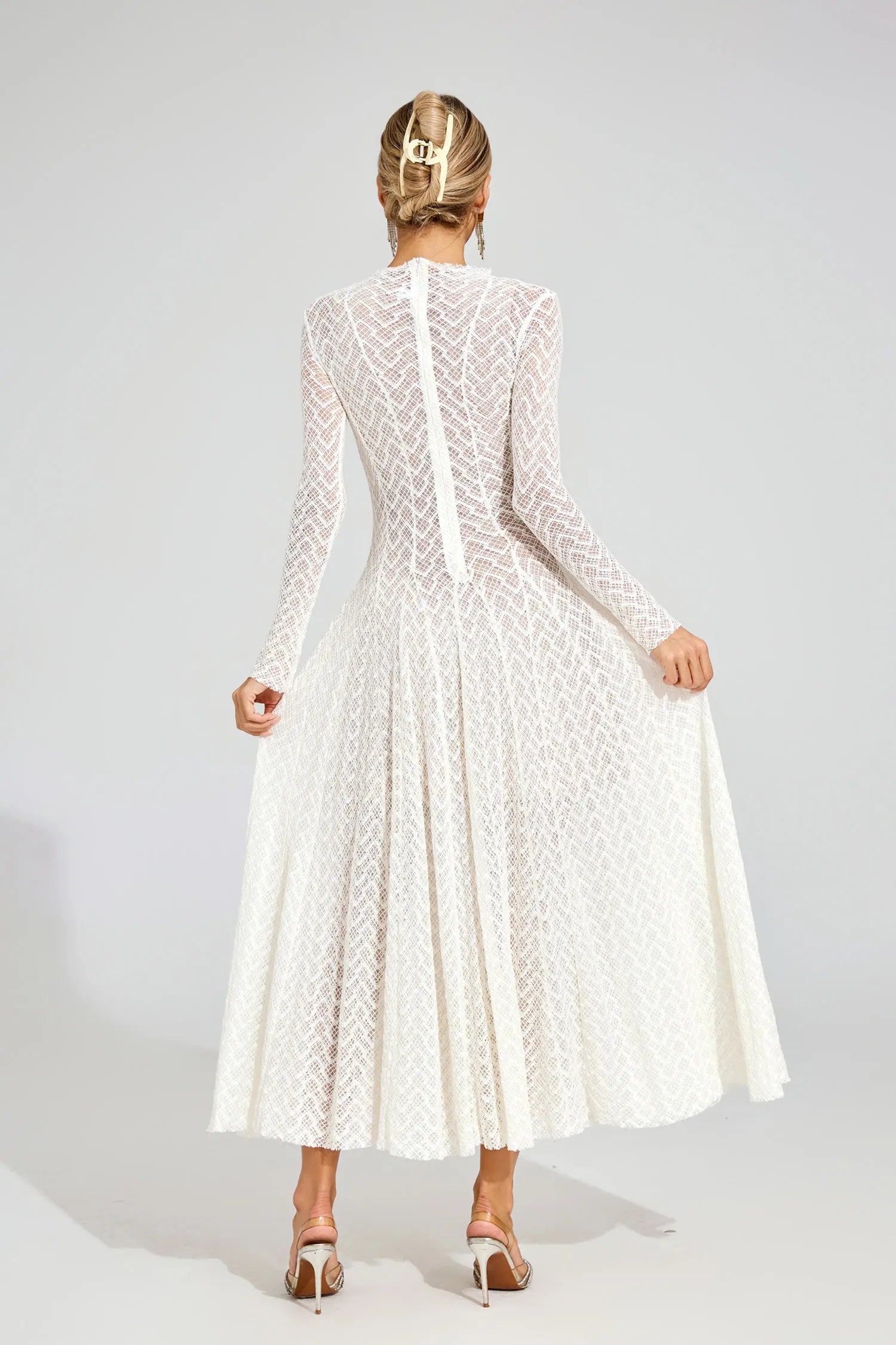 Abby White Lace Long Sleeve Maxi Dress
