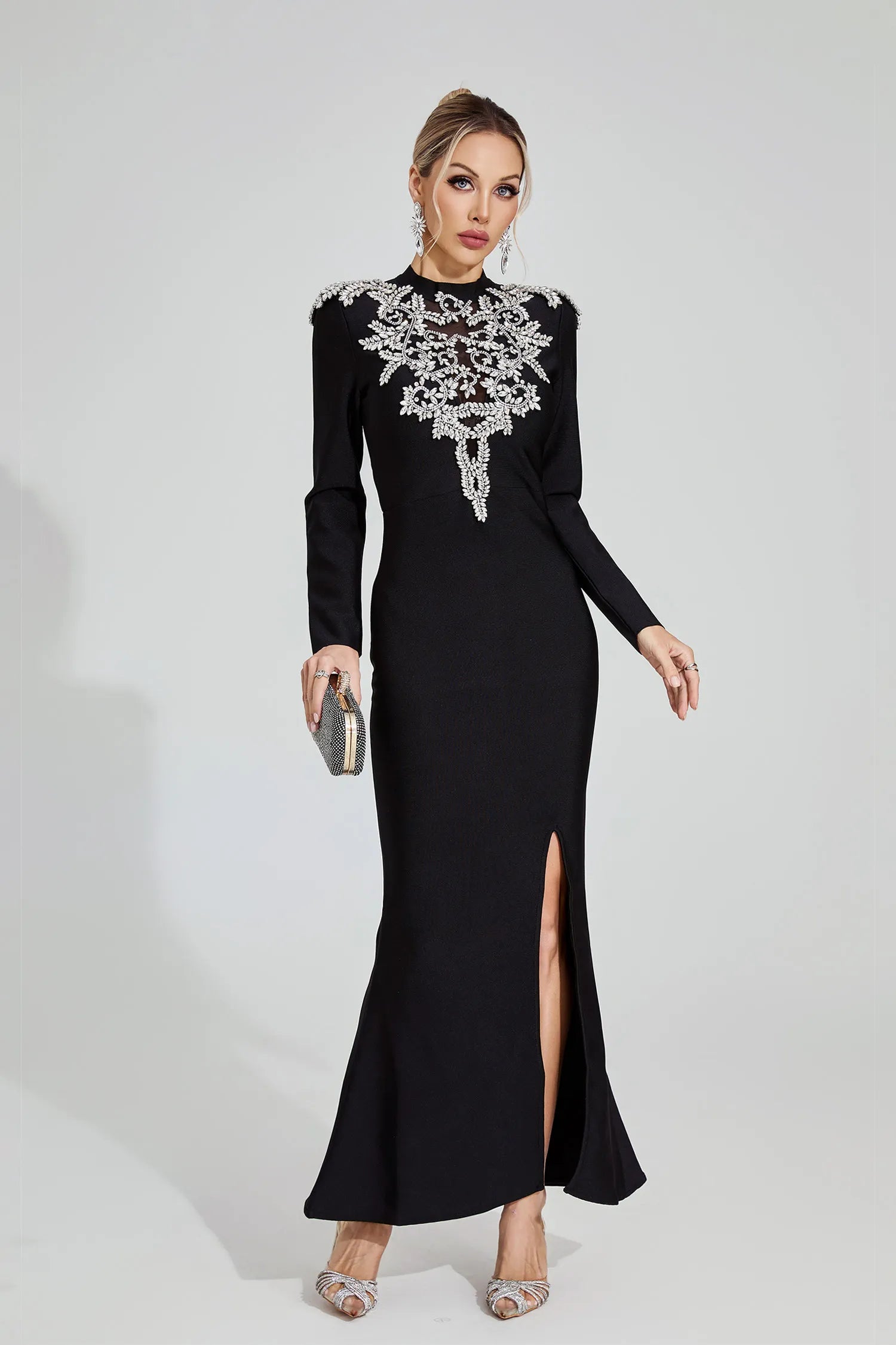 Linnea Black Diamond Bandage Maxi Dress