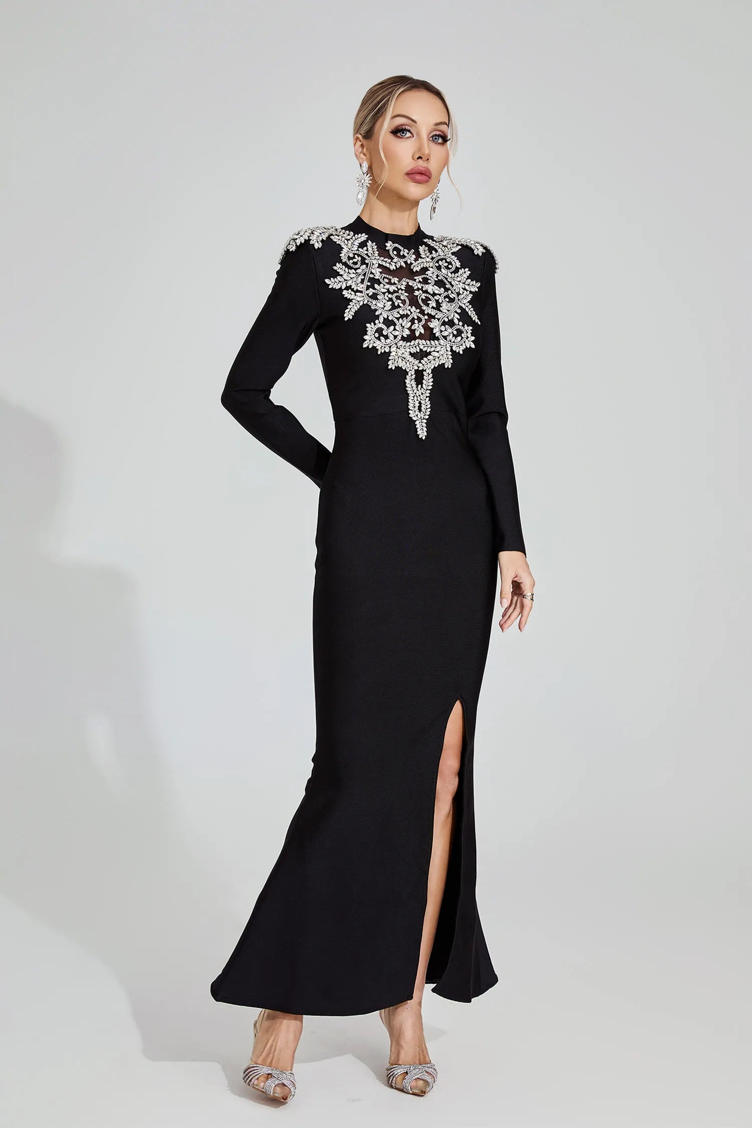 Linnea Black Diamond Bandage Maxi Dress