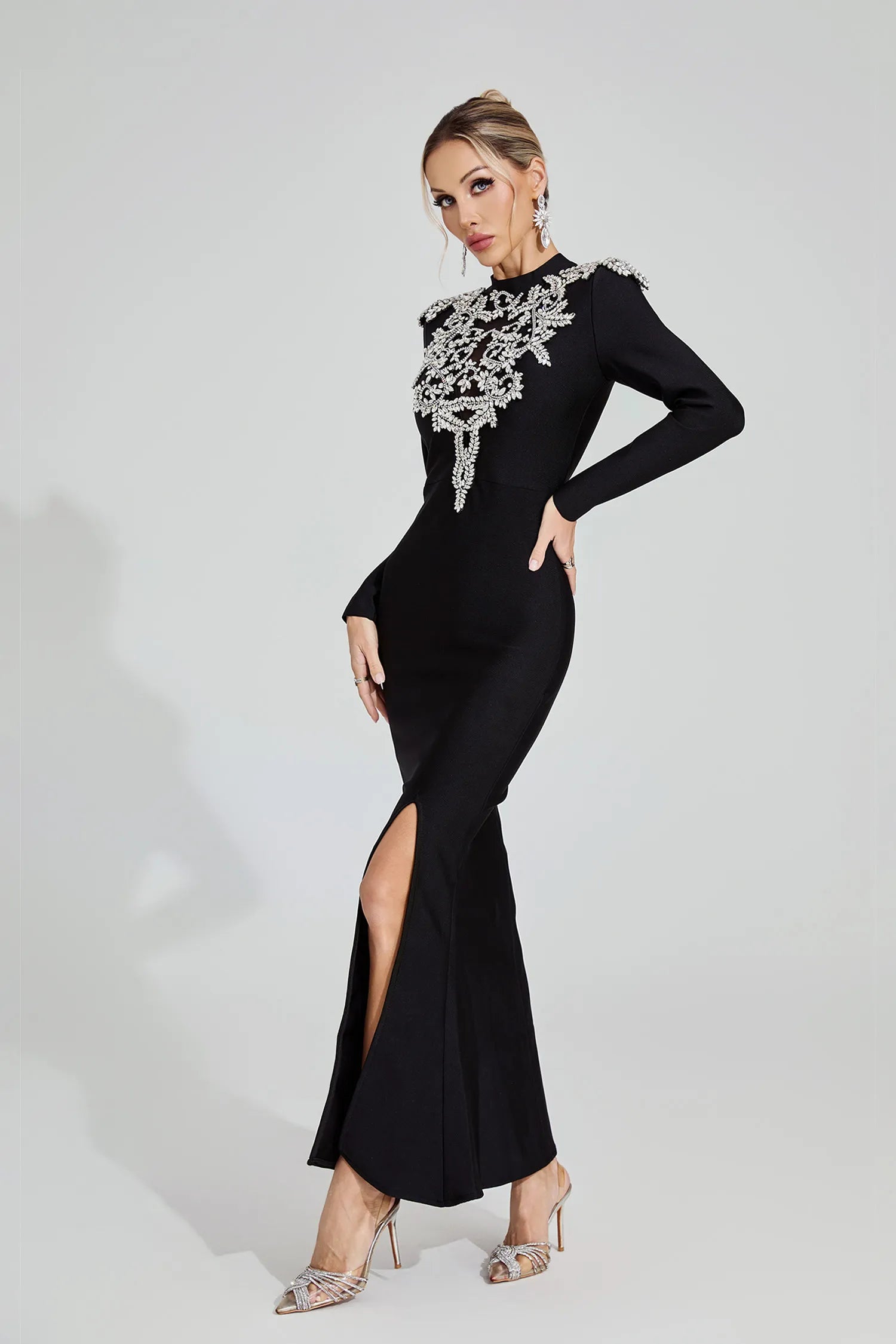 Linnea Black Diamond Bandage Maxi Dress