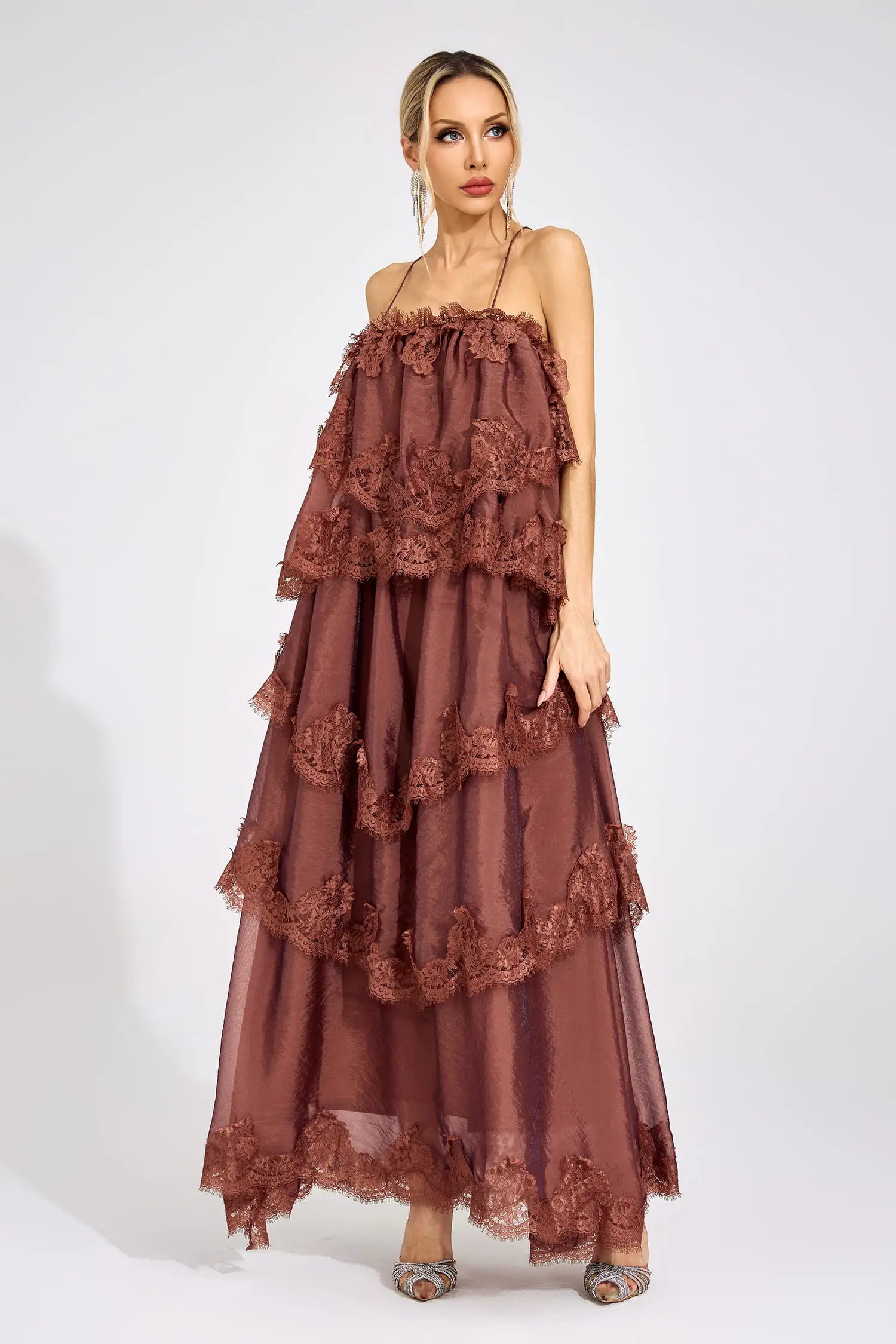 Nova Russet Lace Maxi Dress