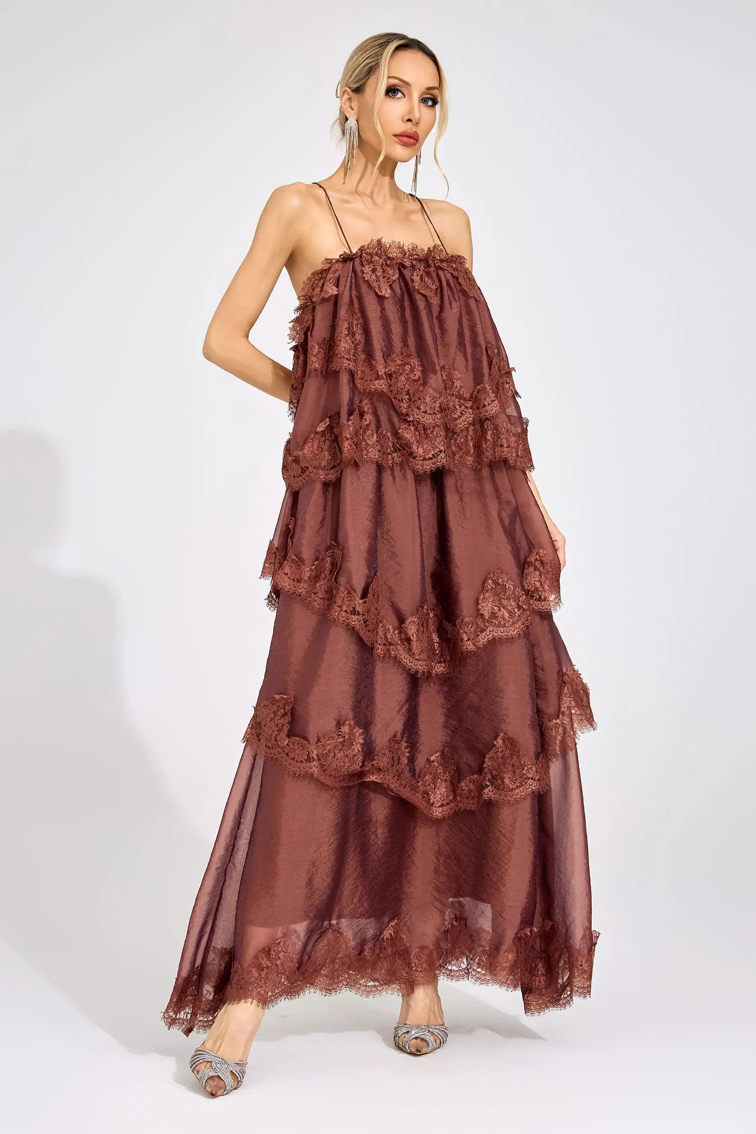 Nova Russet Lace Maxi Dress