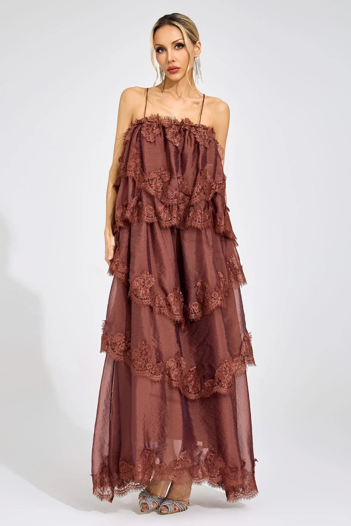 Nova Russet Lace Maxi Dress