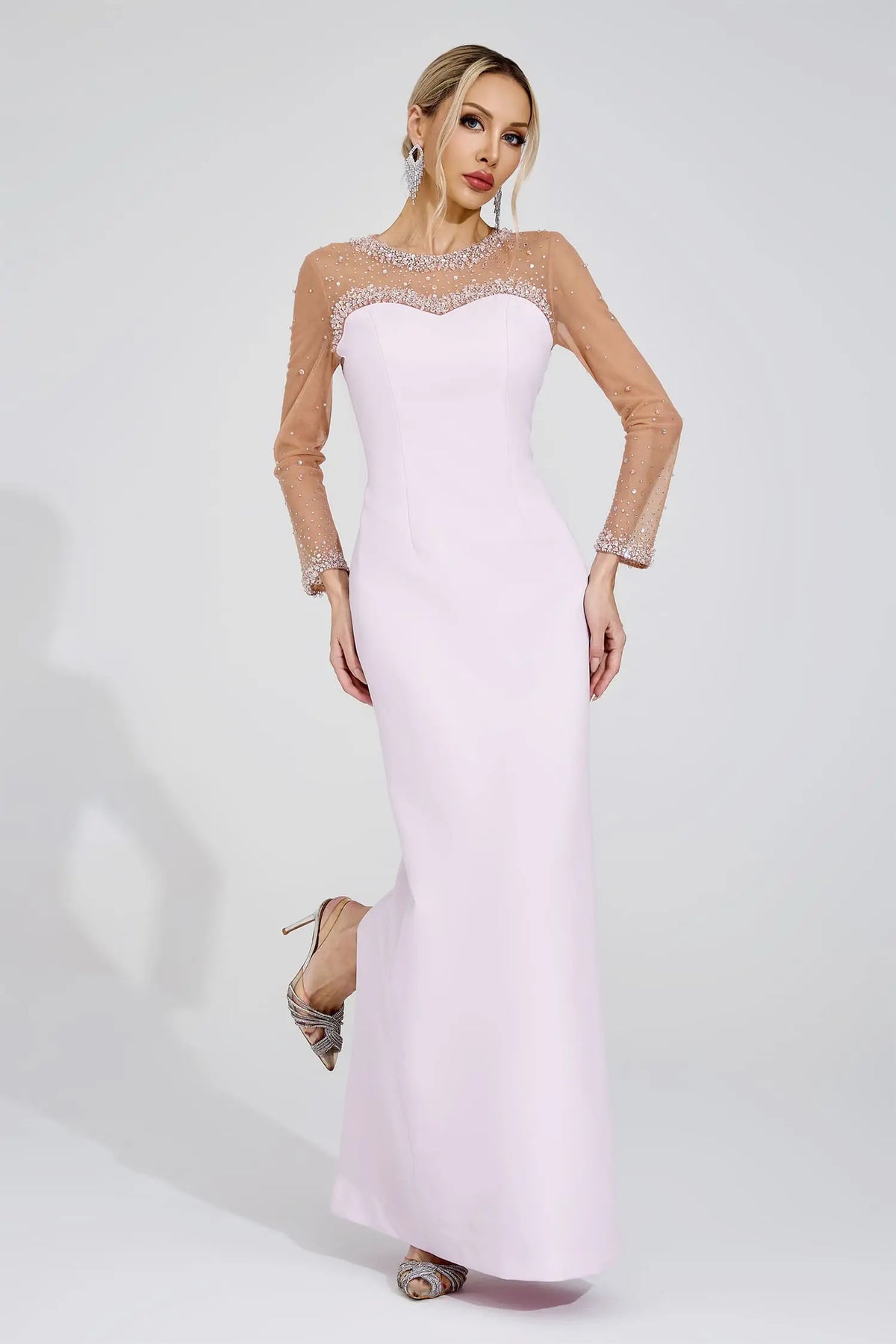 Isla Pink Sheer Maxi Dress