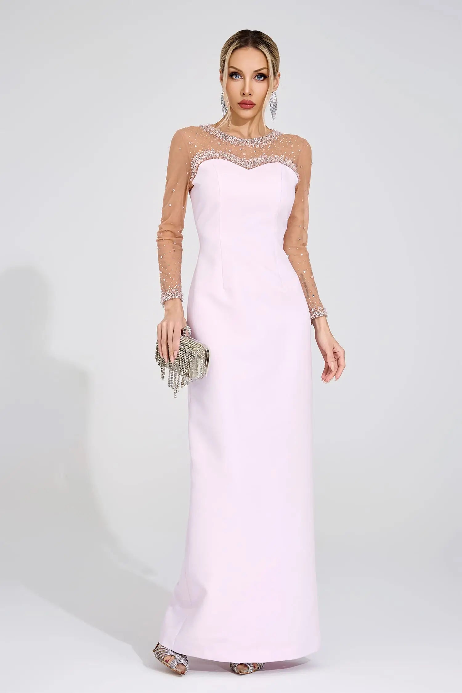 Isla Pink Sheer Maxi Dress