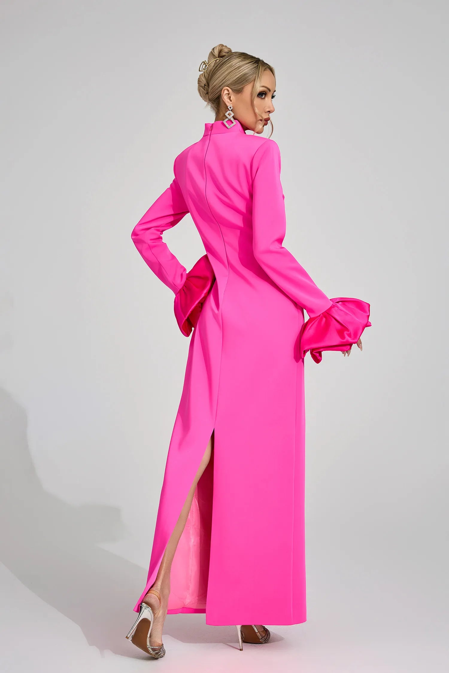 Giulia Pink Puff Sleeve Maxi Dress