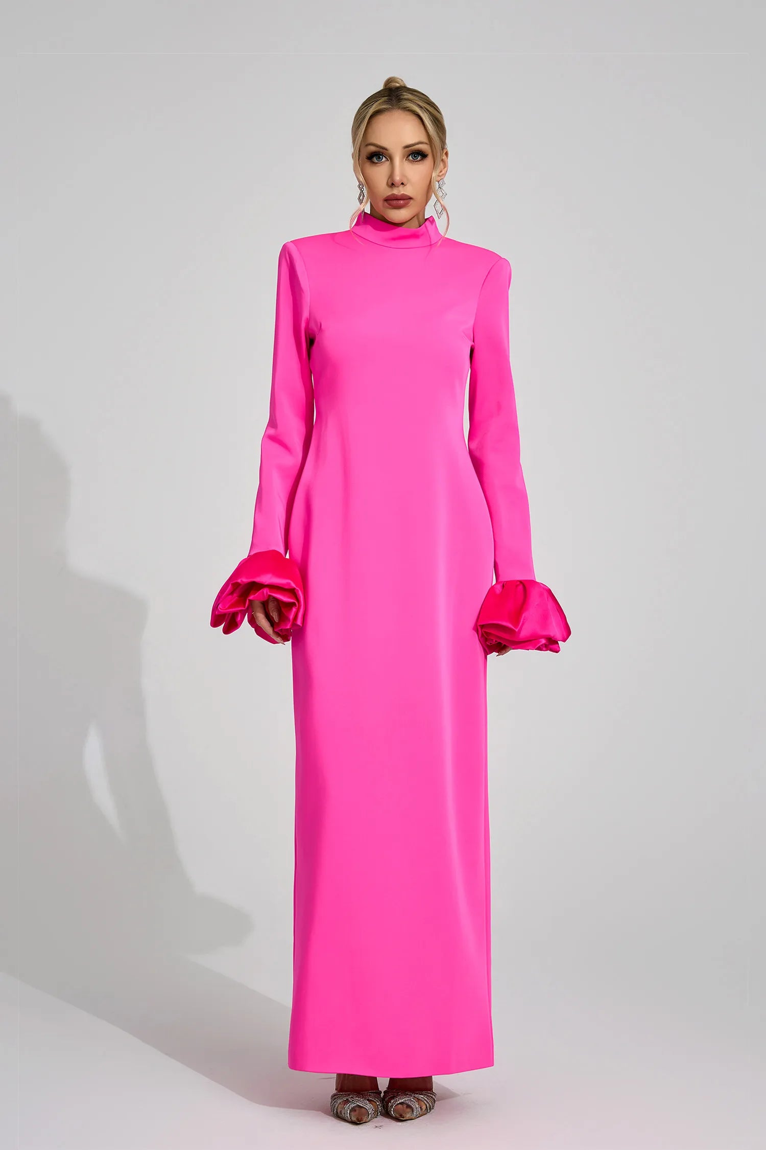 Giulia Pink Puff Sleeve Maxi Dress