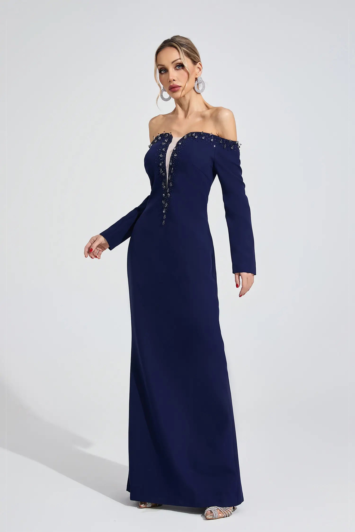 Adelaide Dark Blue Diamond Maxi Dress