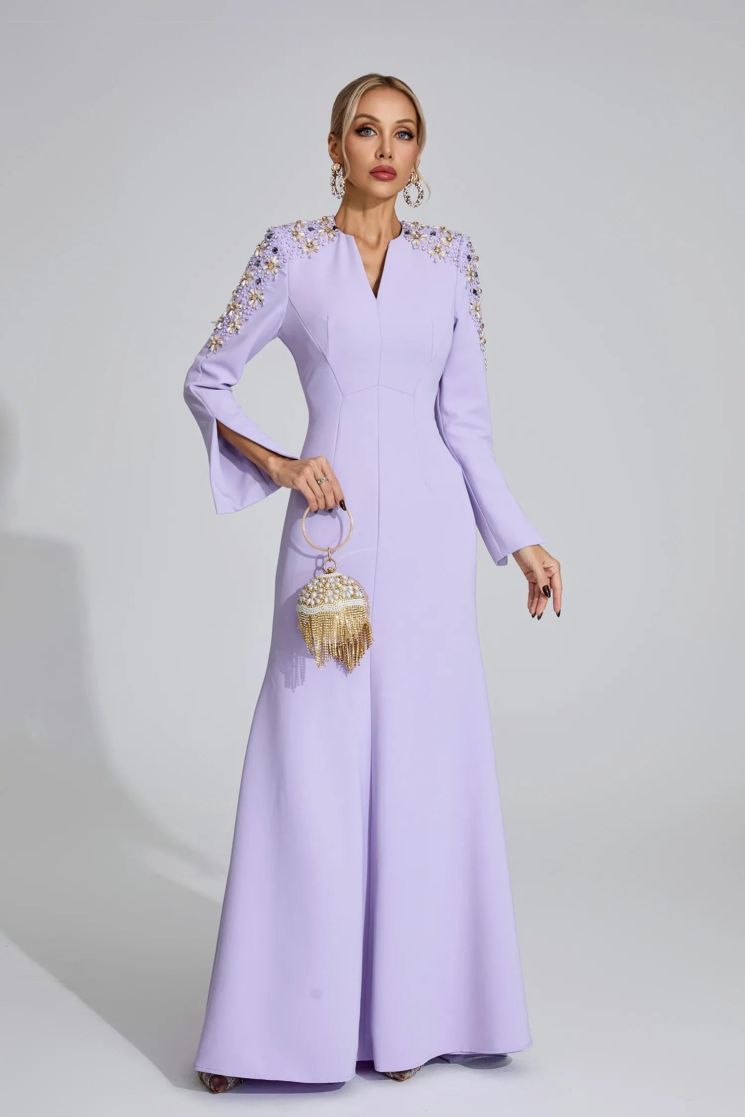 Aanya Purple Pearl Maxi Dress