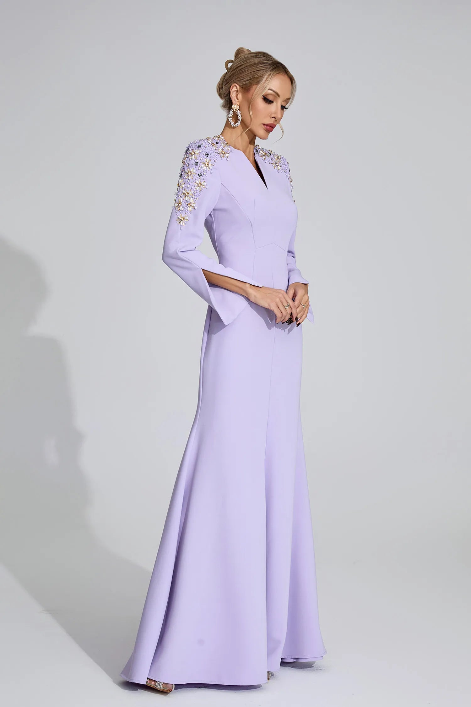 Aanya Purple Pearl Maxi Dress
