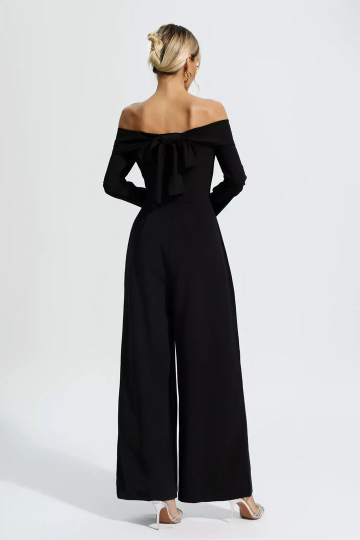 Cassidy Black Off Shoulder Drape Jumpsuit