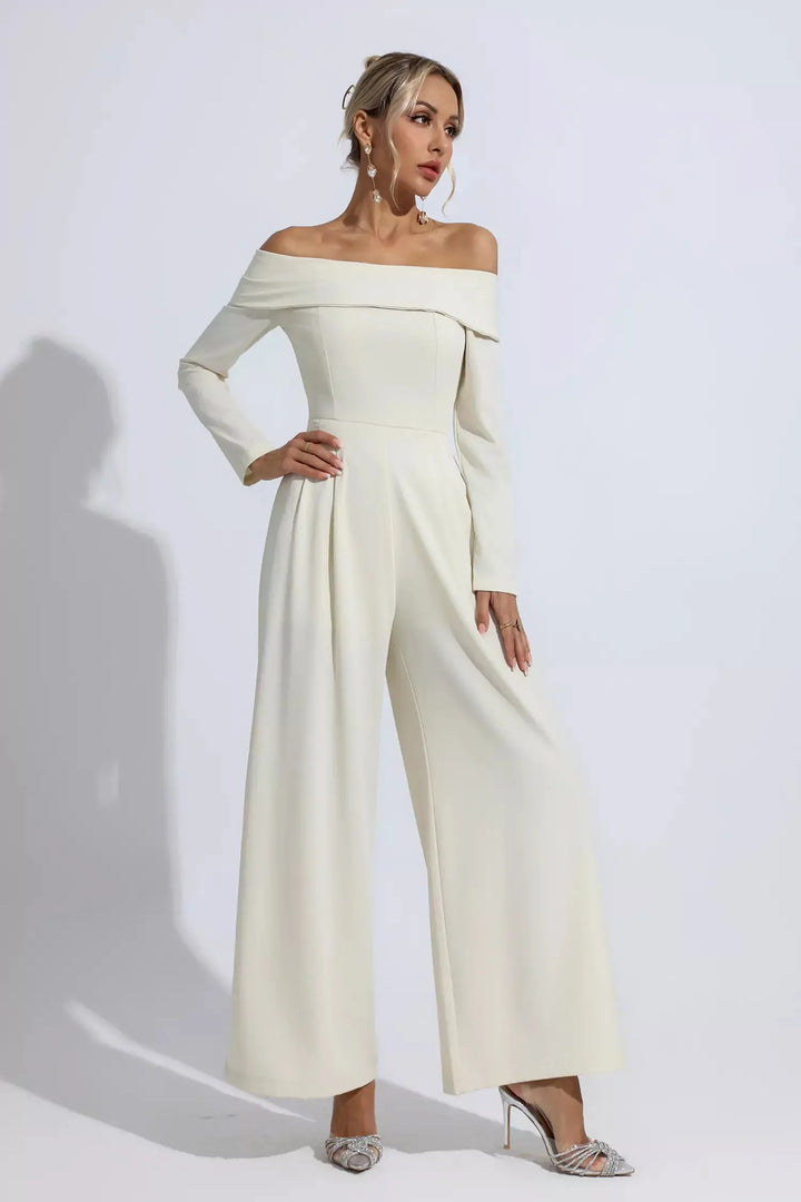 Cassidy Apricot Off Shoulder Drape Jumpsuit